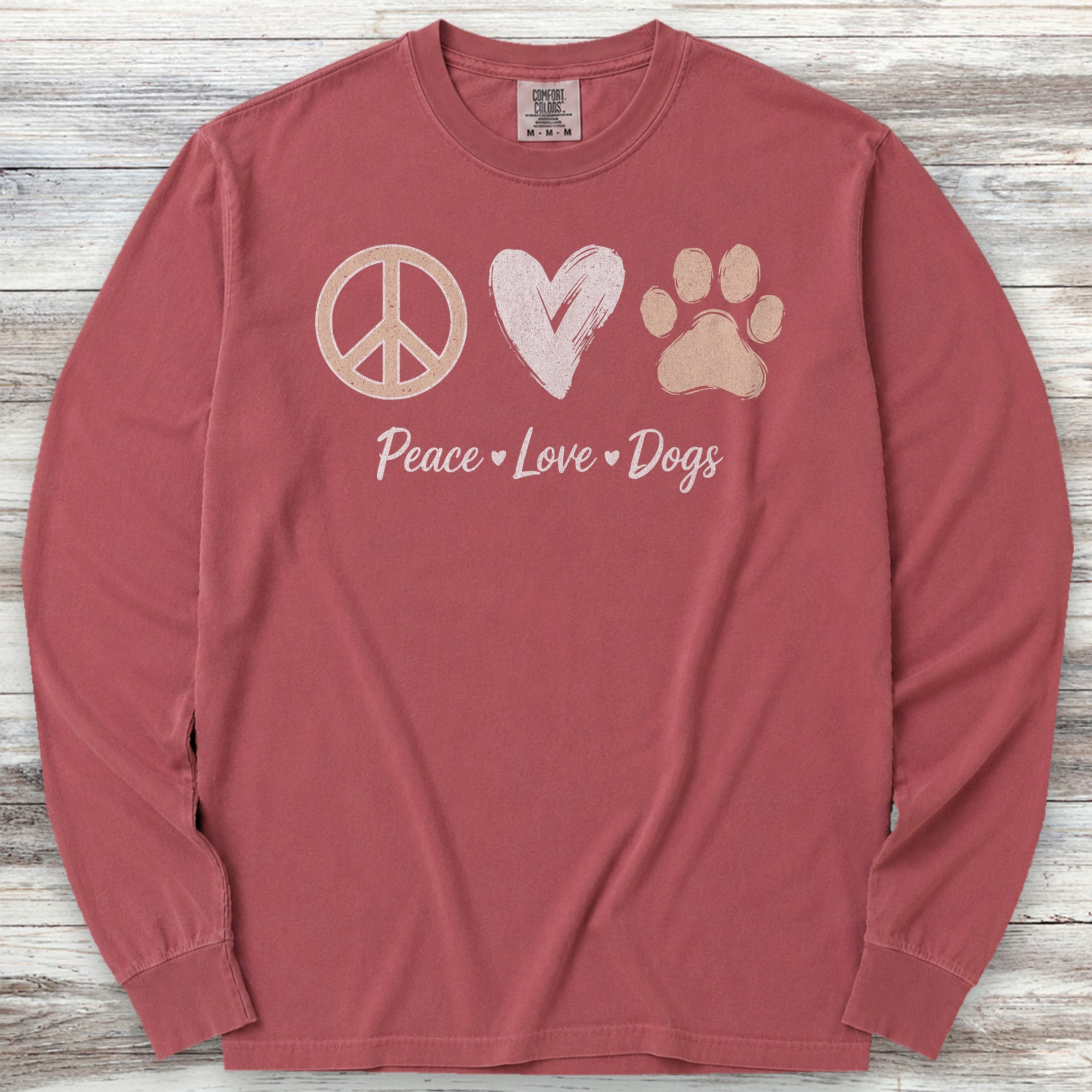 Peace Love Dogs Long Sleeve Tee - Brick
