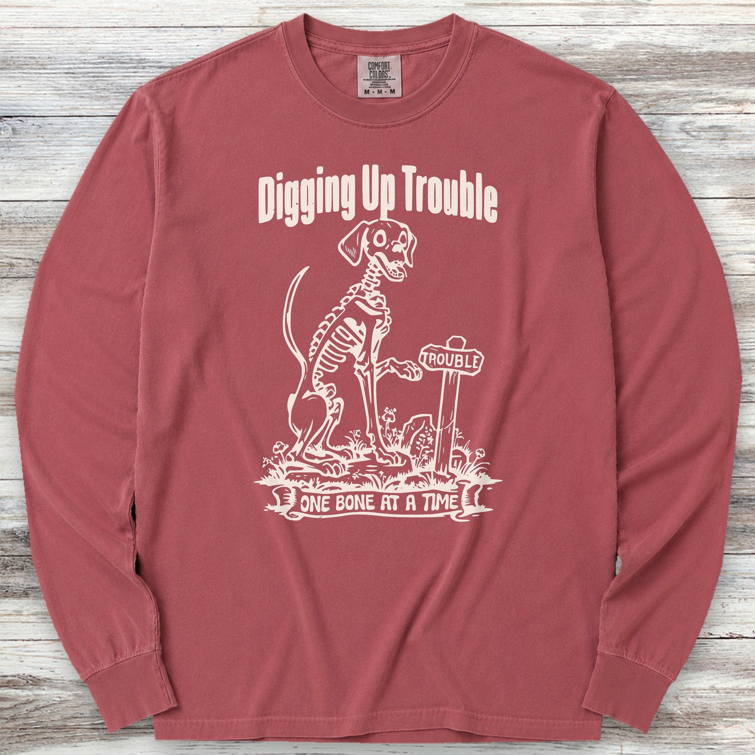 Digging Up Trouble Long Sleeve Tee - Brick