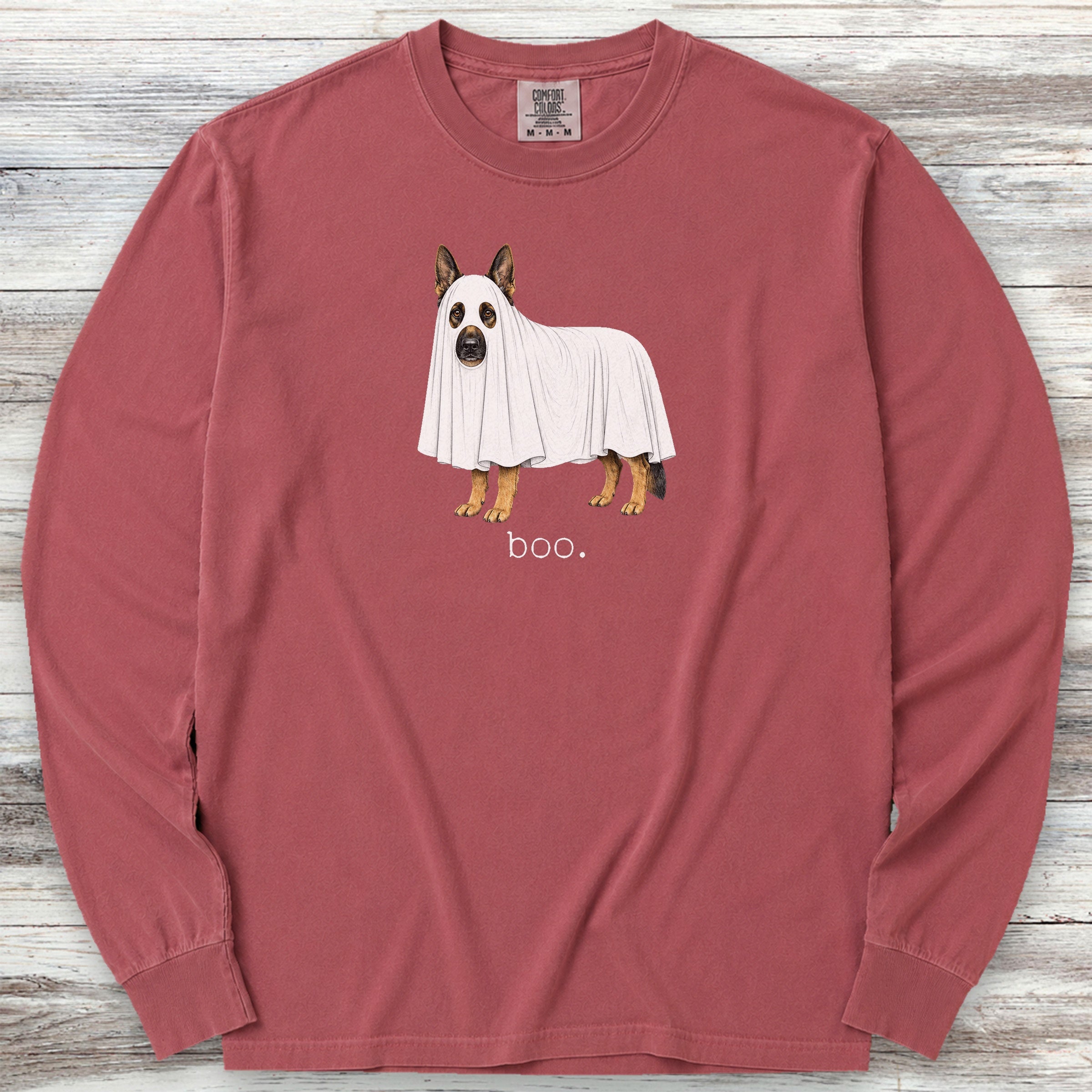 German Shepherd Boo Long Sleeve Tee - Brick
