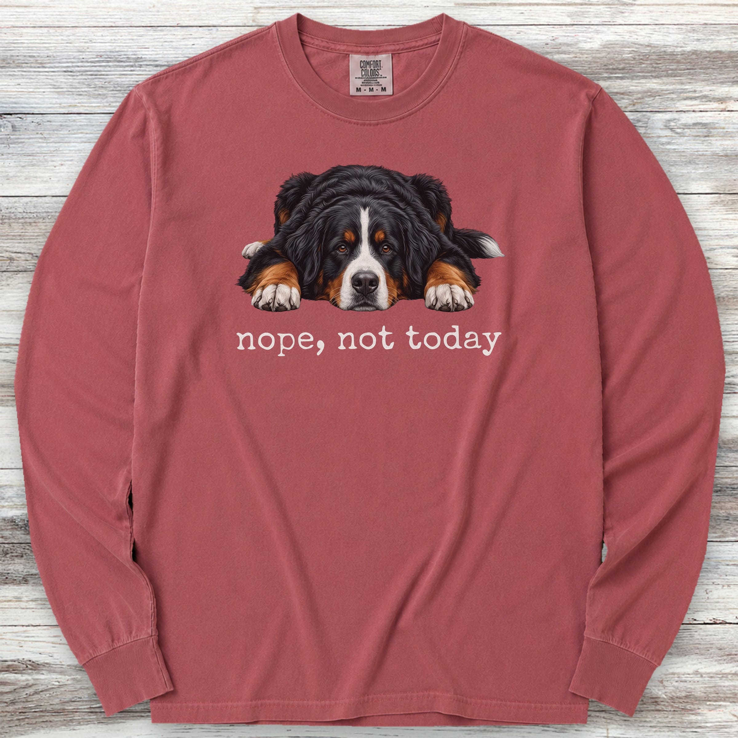 Bernese Mountain Dog Nope Long Sleeve Tee - Brick