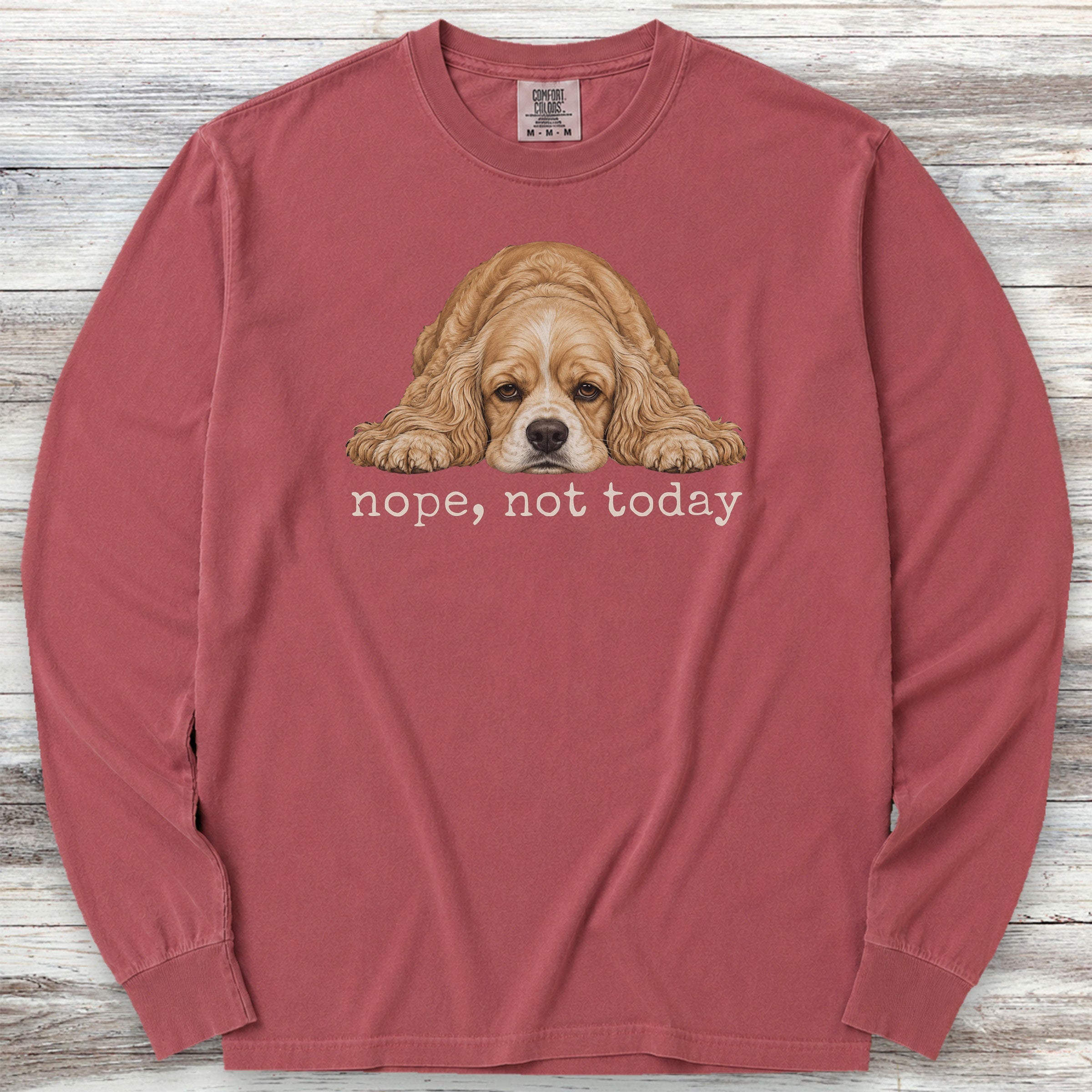 Cocker Spaniel Nope Long Sleeve Tee - Brick