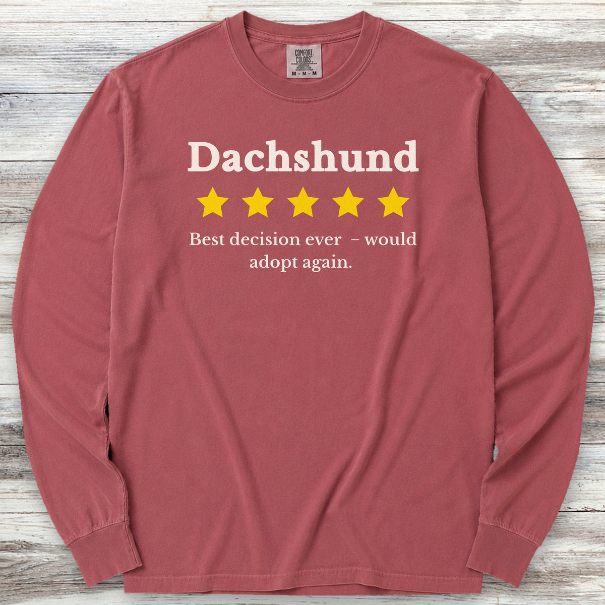 Dachshund Review Long Sleeve Tee - Brick