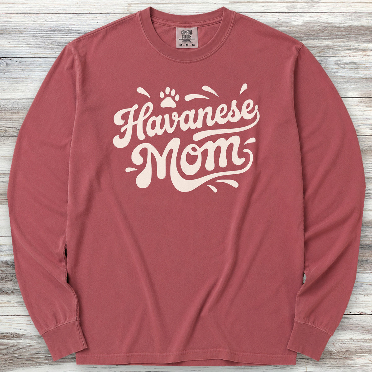 Havanese Groovy Mom Long Sleeve Tee - Brick