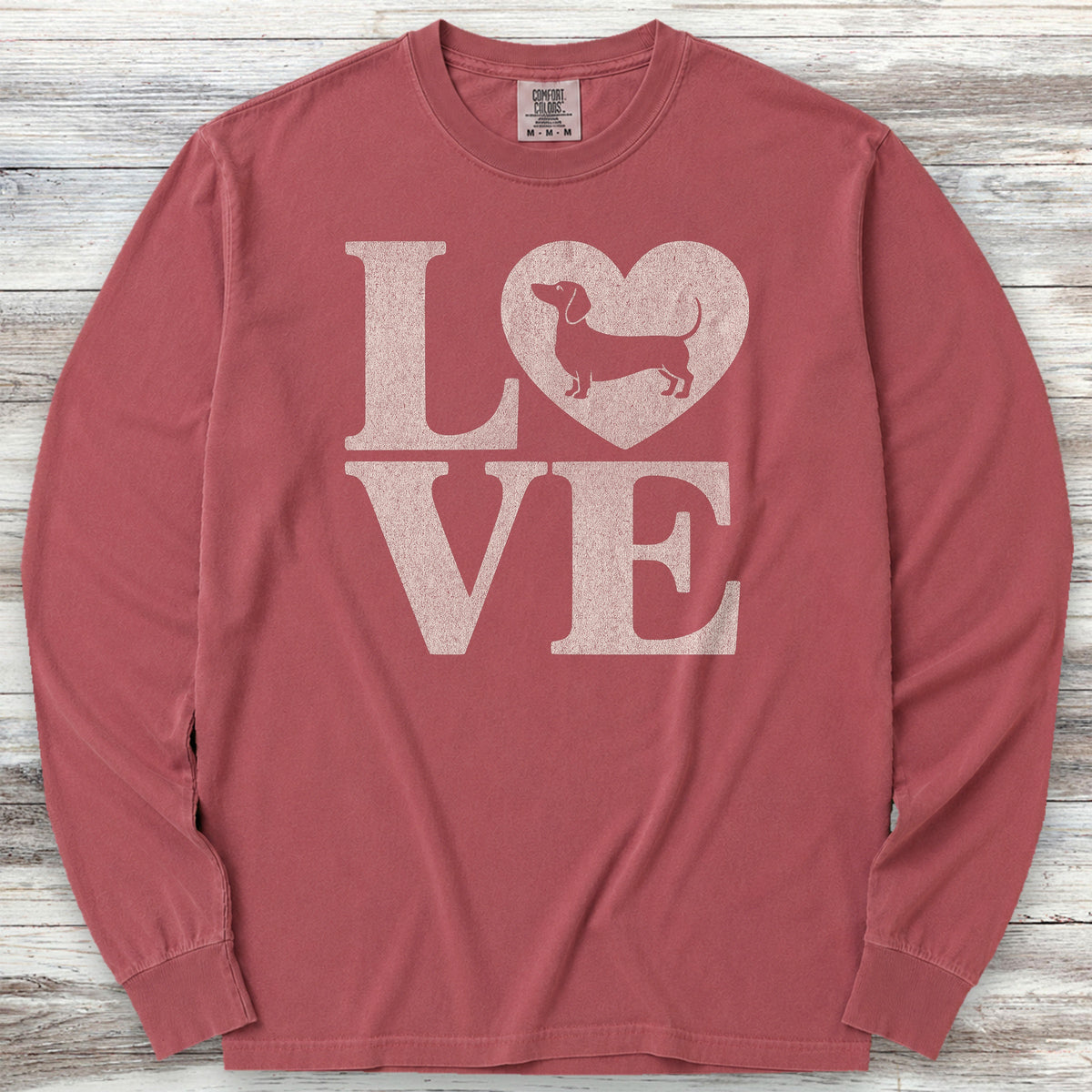 Dachshund Heart Long Sleeve Tee - Brick