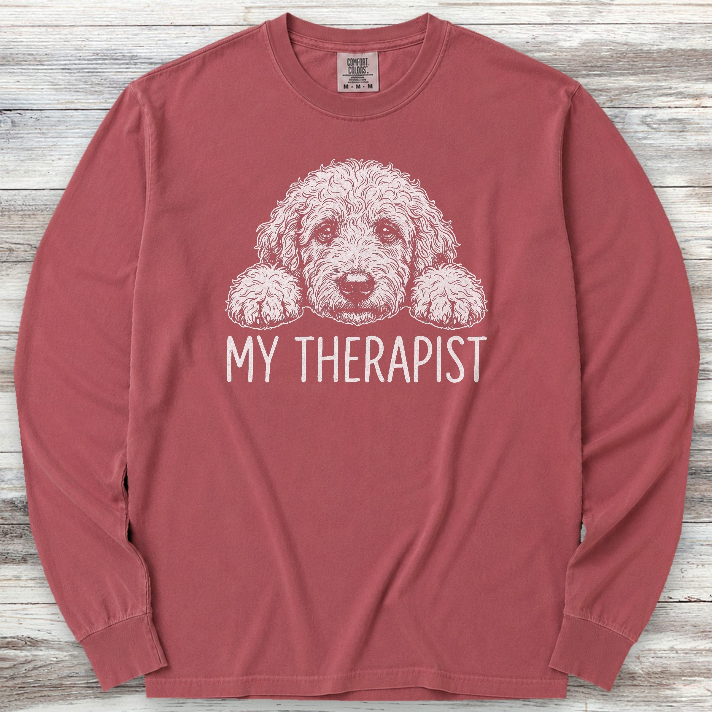 Doodle Therapist Long Sleeve Tee - Brick