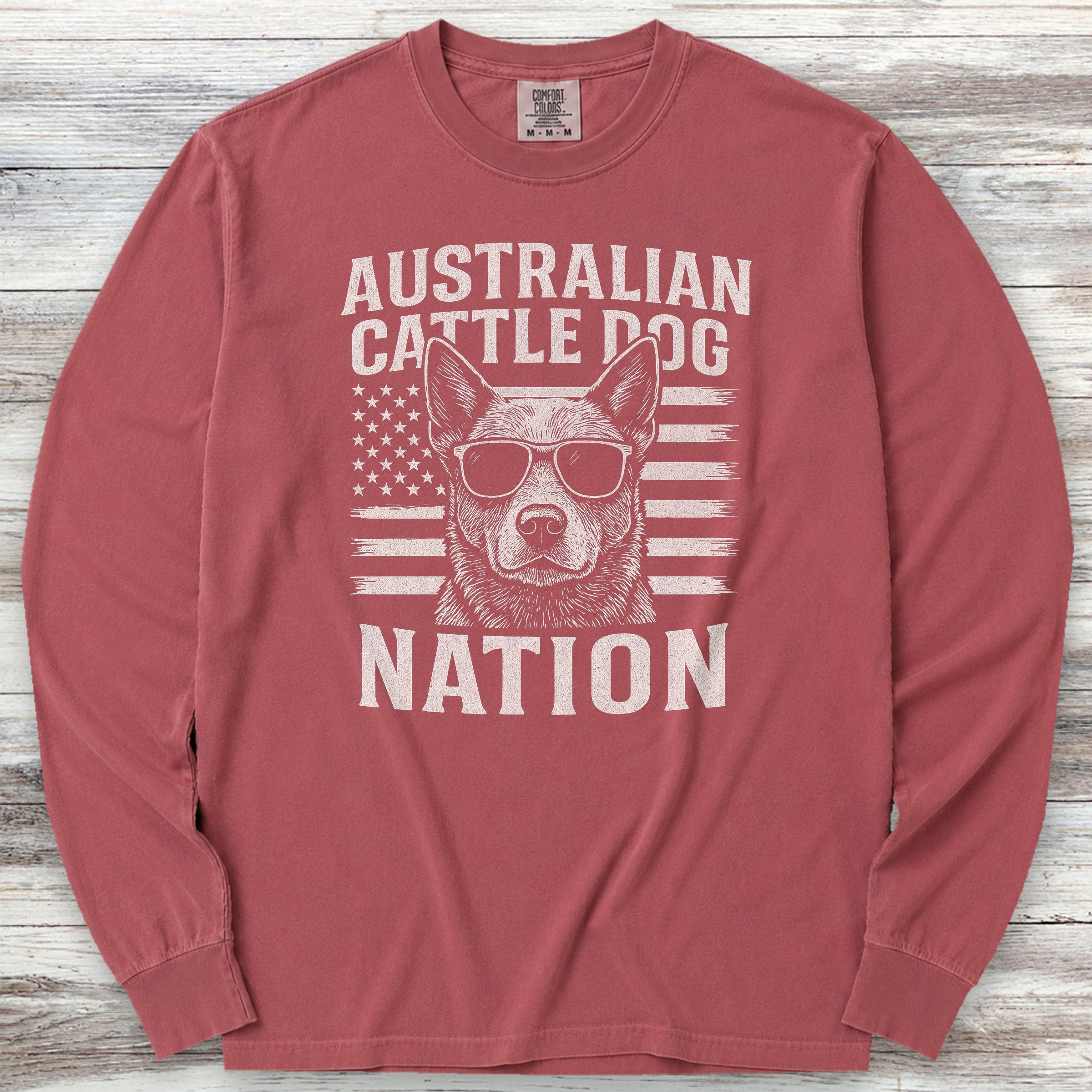 Australian Cattle Dog Nation Long Sleeve Tee - Brick