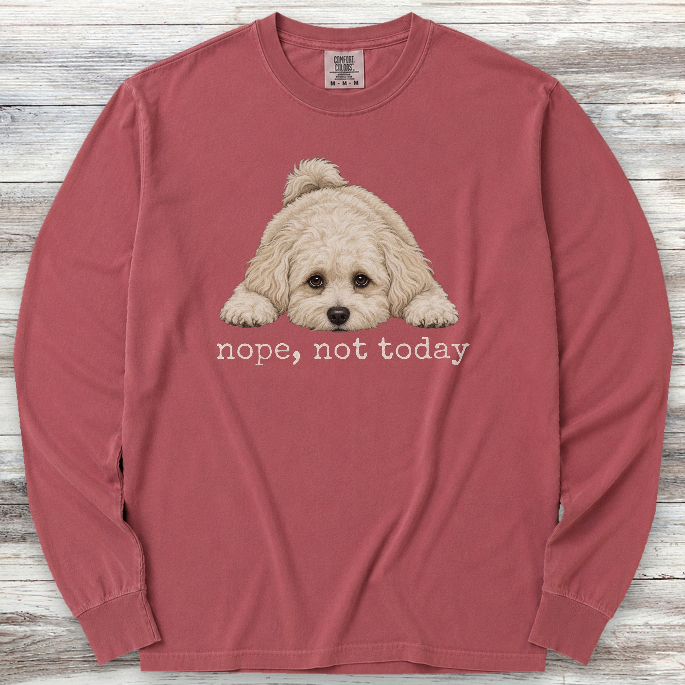 Maltipoo Nope Long Sleeve Tee - Brick