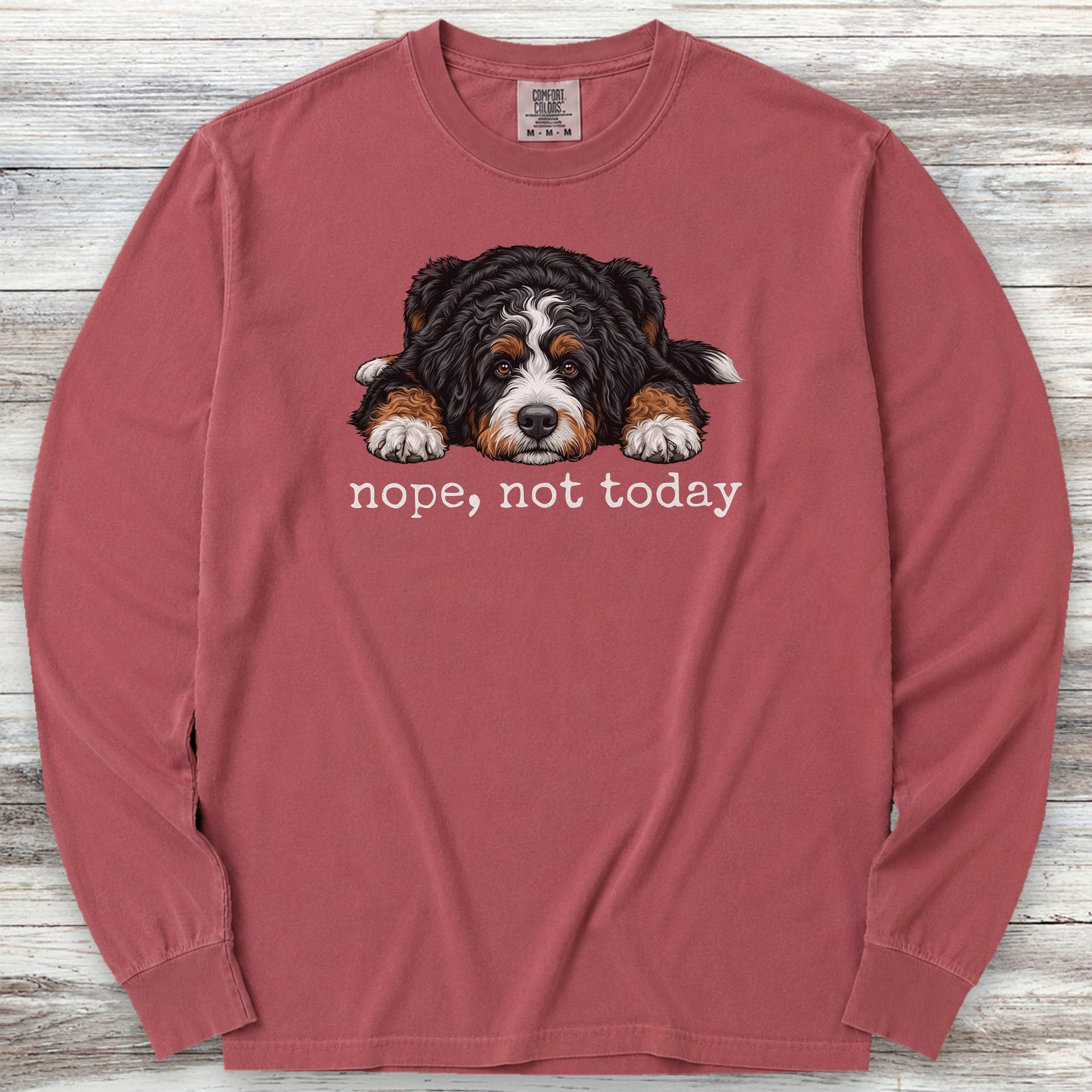 Bernedoodle Nope Long Sleeve Tee - Brick