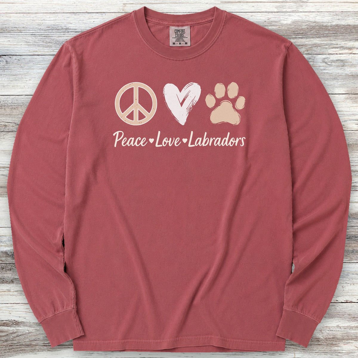 Labrador Retriever Peace Long Sleeve Tee - Brick