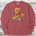 Golden Retriever Spring Portrait Long Sleeve Tee - Brick