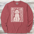 Doodle Folk Art Floral Long Sleeve Tee - Brick