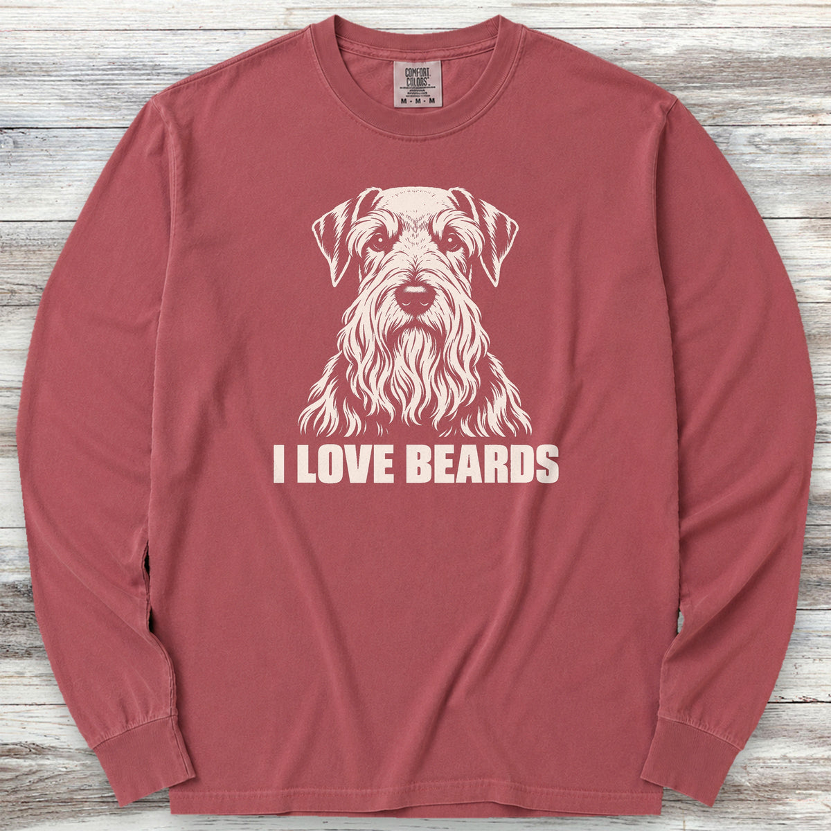 Cesky Terrier I Love Beards Long Sleeve Tee - Brick