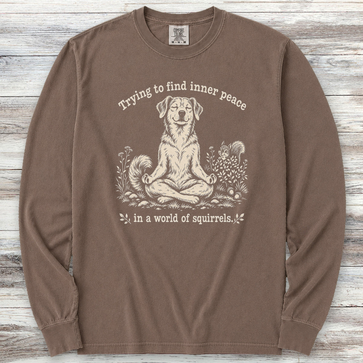 Inner Peace World of Squirrels Long Sleeve Tee - Espresso