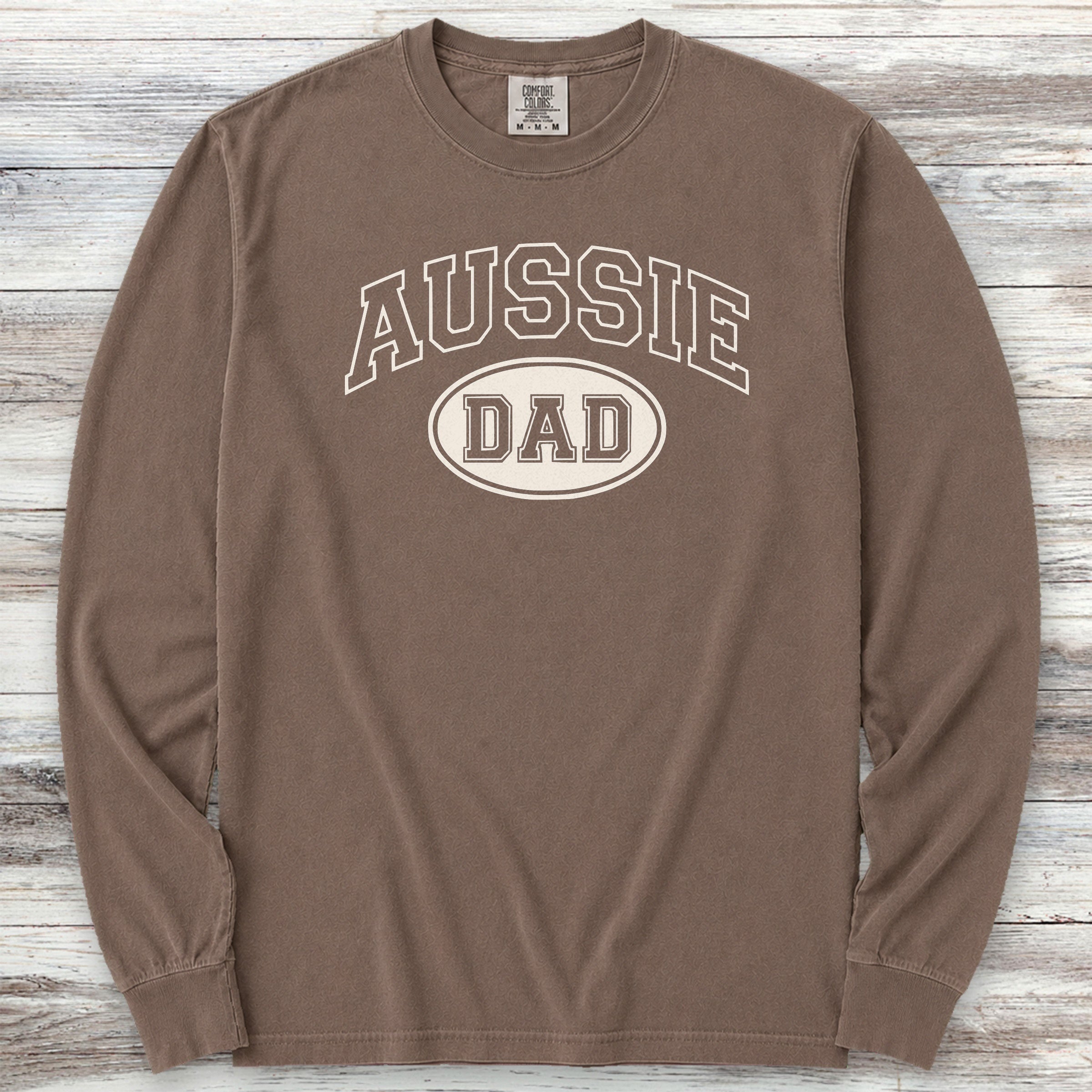 Australian Shepherd Aussie Dad Long Sleeve Tee - Espresso