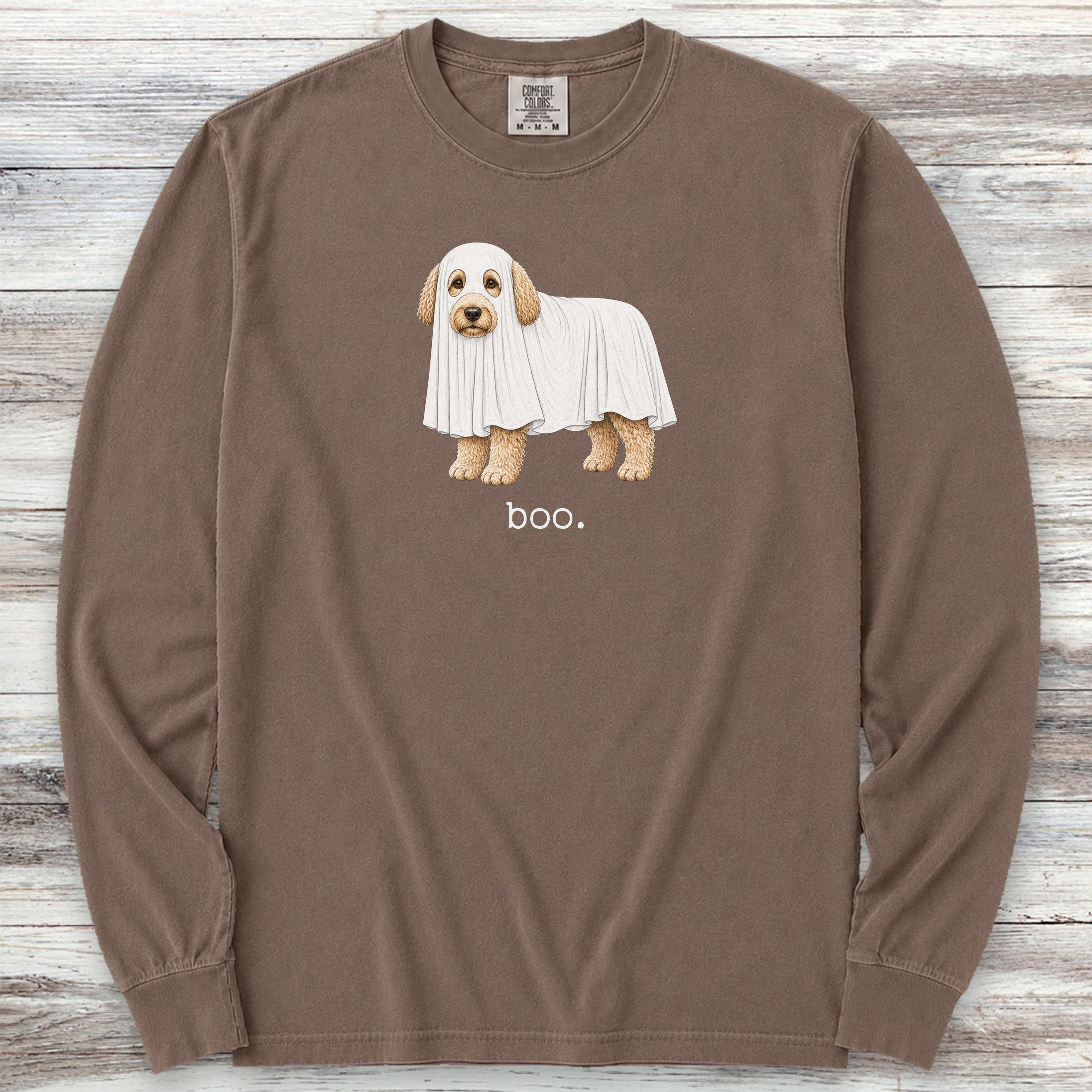 Labradoodle Boo Long Sleeve Tee - Espresso