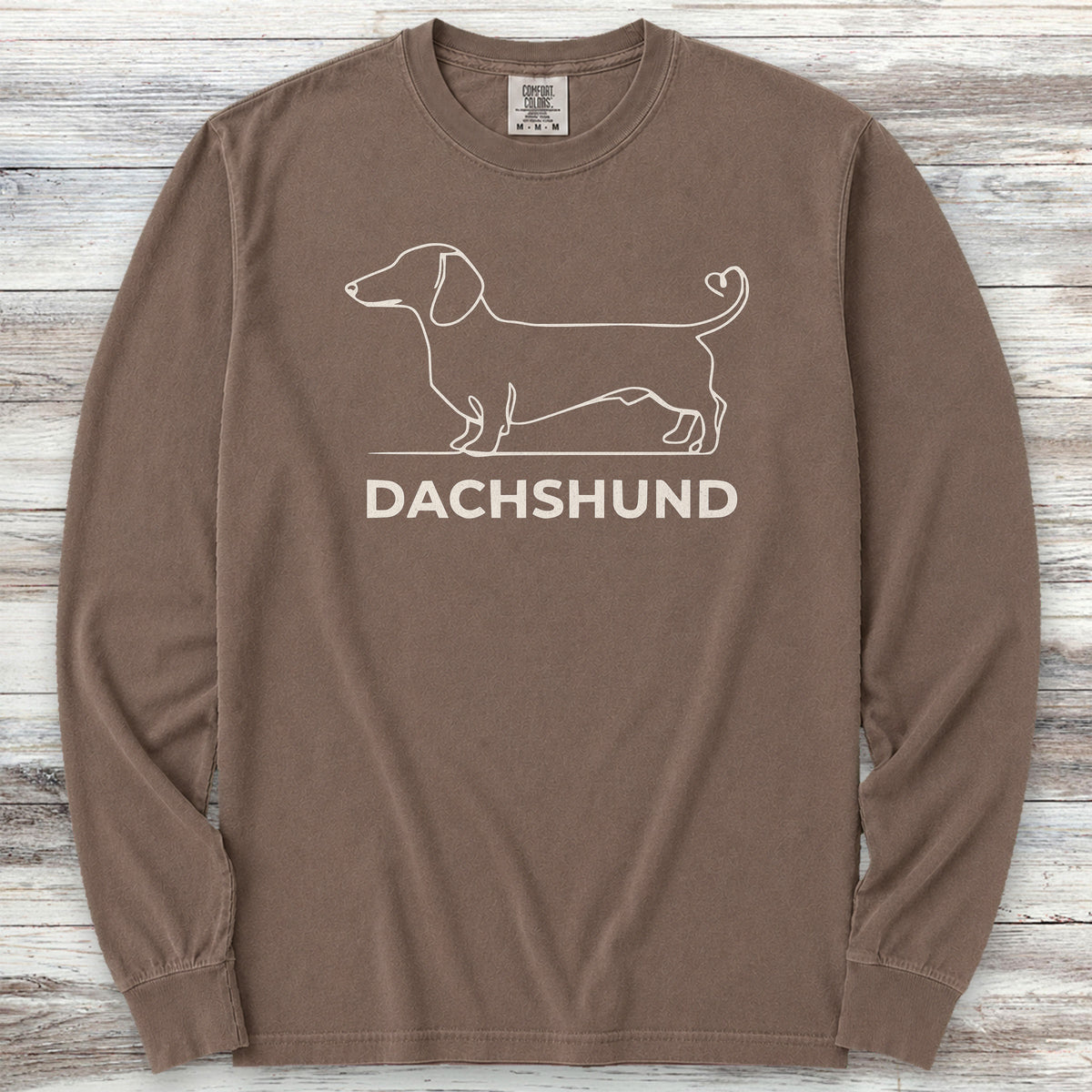Dachshund Minimalist Long Sleeve Tee - Espresso