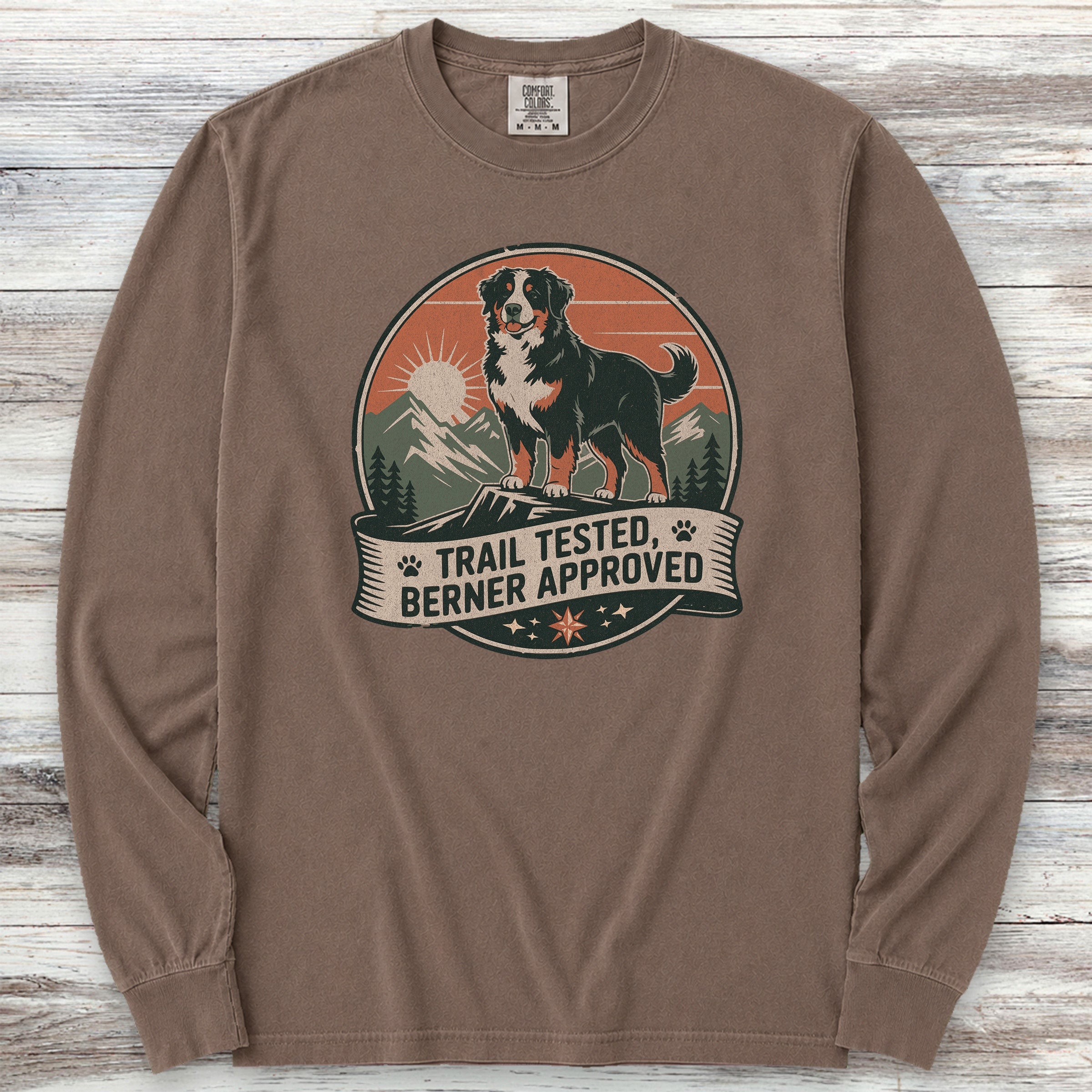 Bernese Mountain Dog Tested Long Sleeve Tee - Espresso
