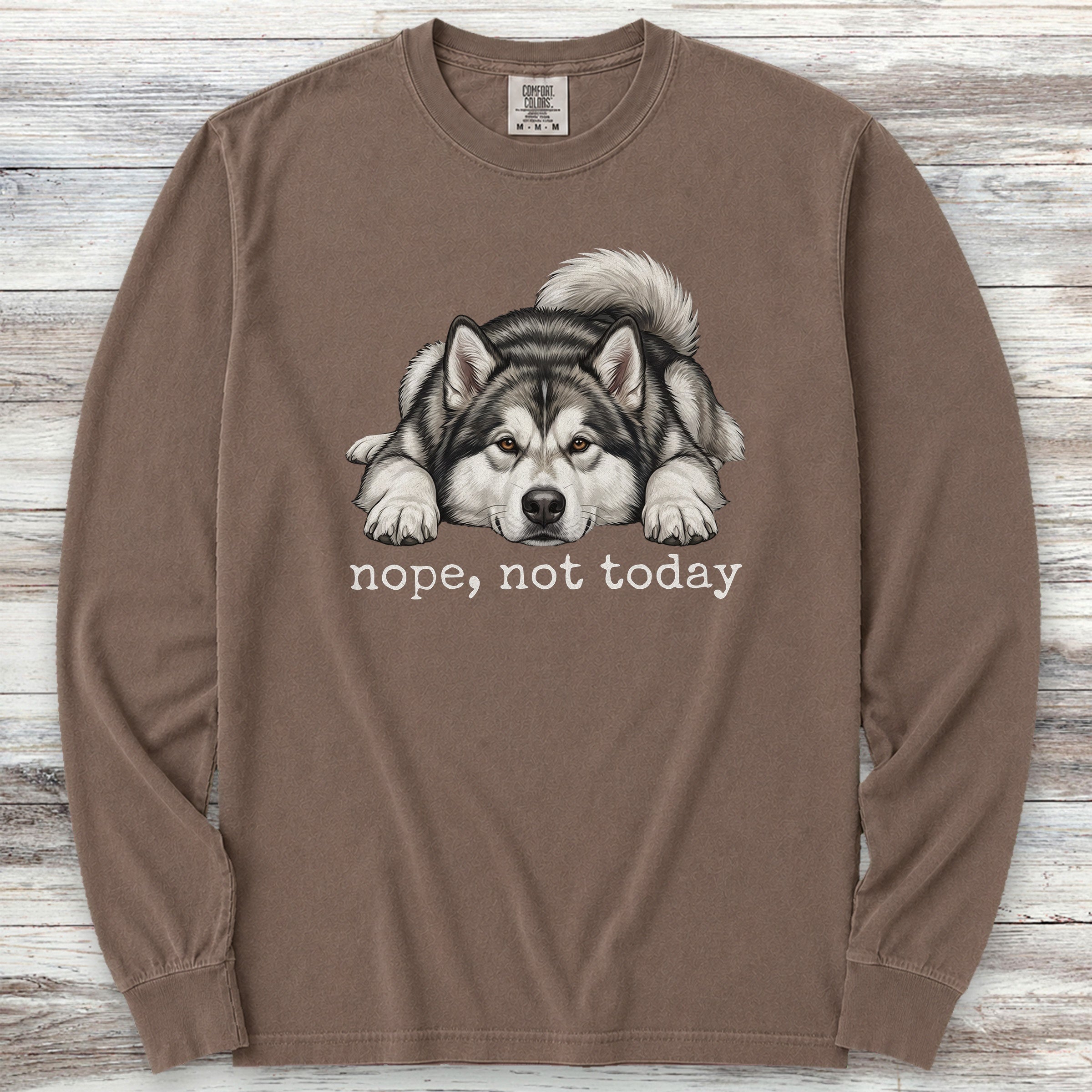 Alaskan Malamute Nope Long Sleeve Tee - Espresso