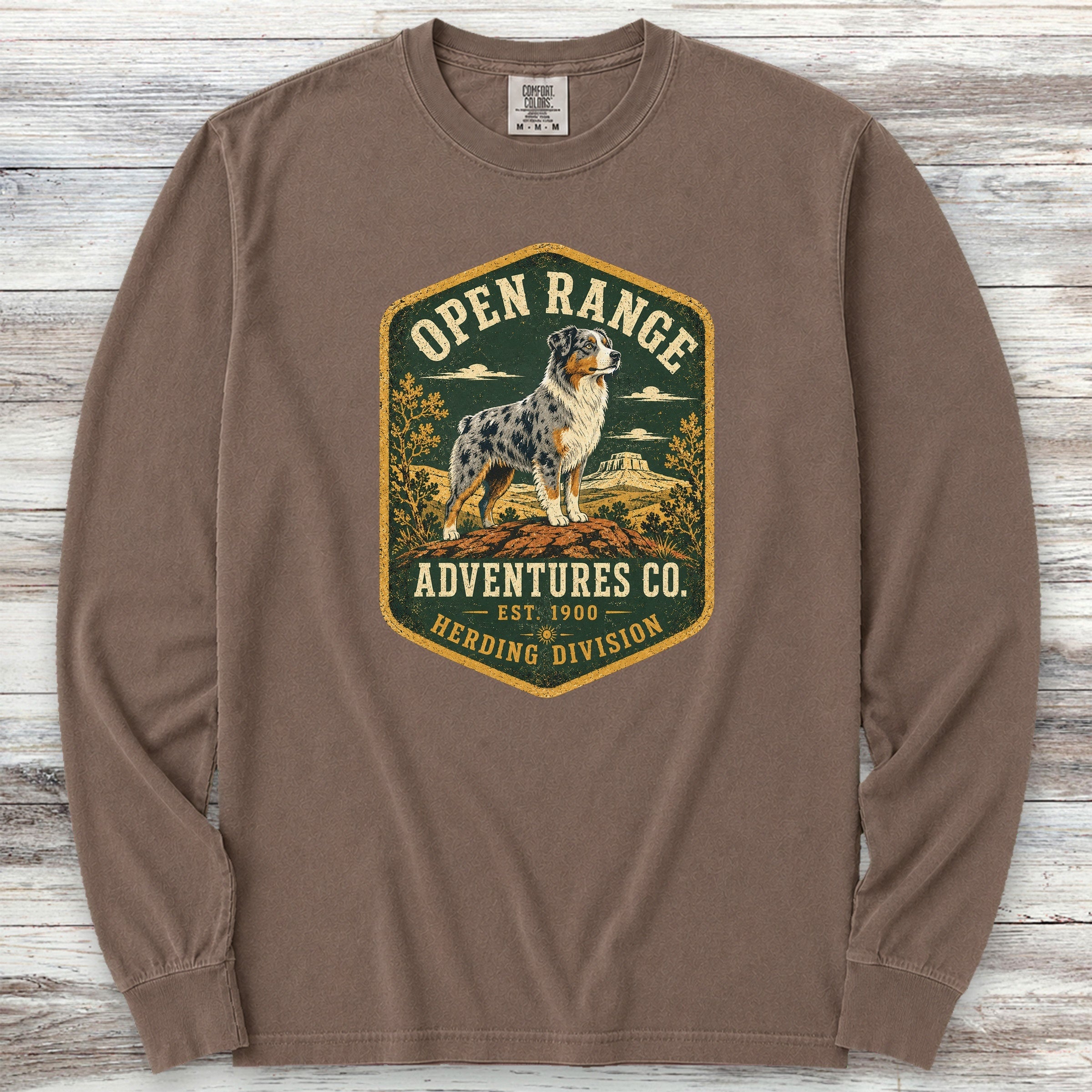 Australian Shepherd Adventures Long Sleeve Tee - Espresso