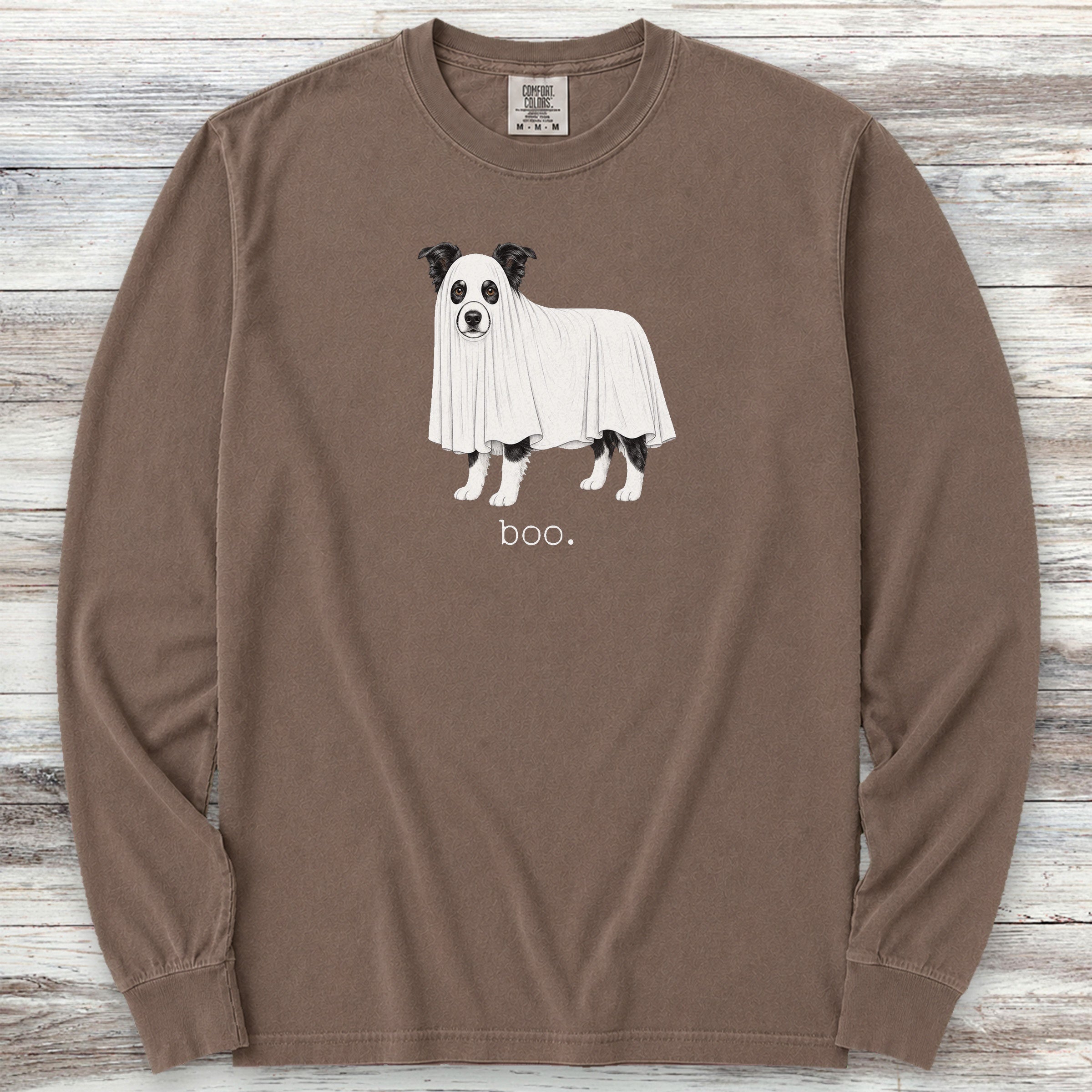 Border Collie Boo Long Sleeve Tee - Espresso