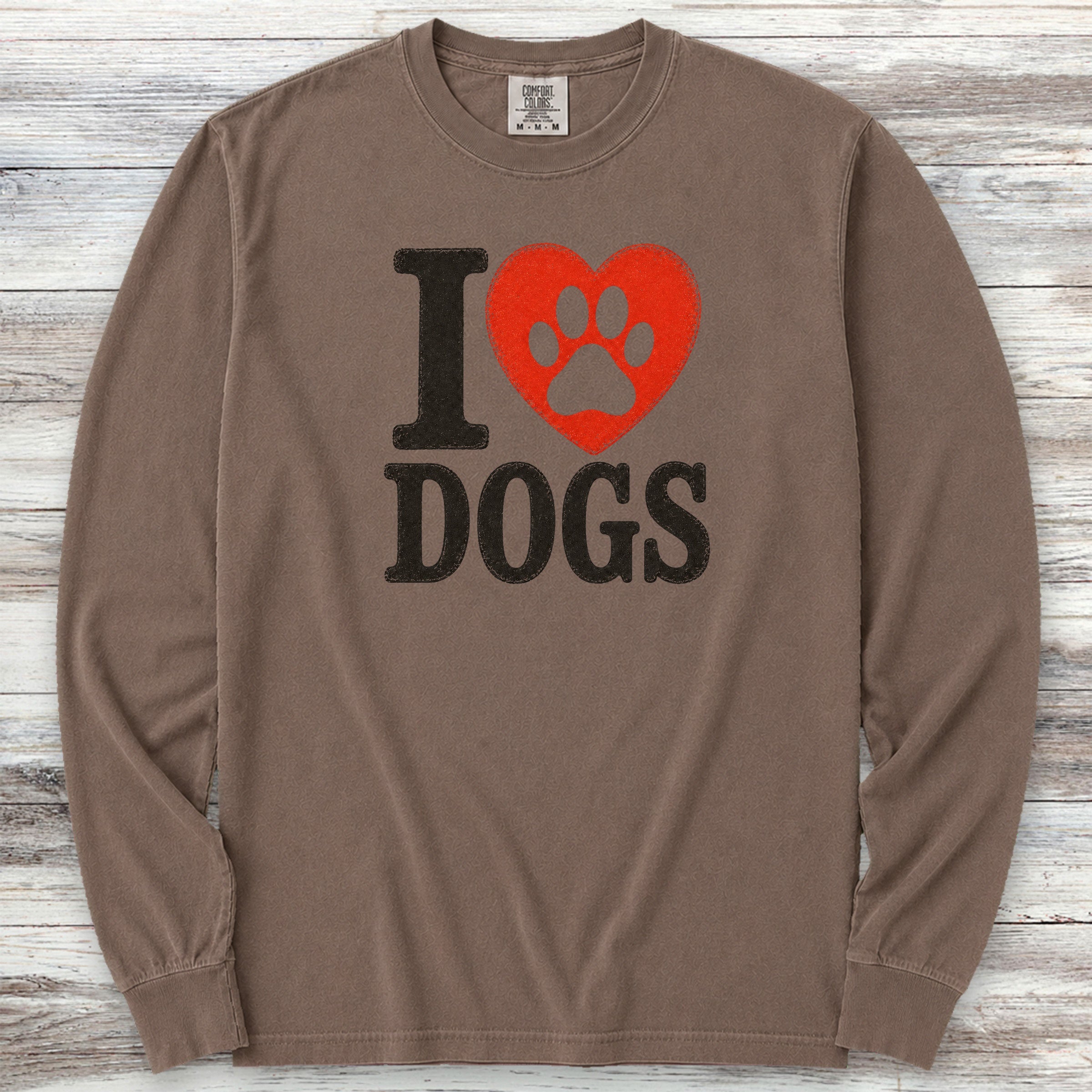 I Heart Dogs Long Sleeve Tee - Espresso
