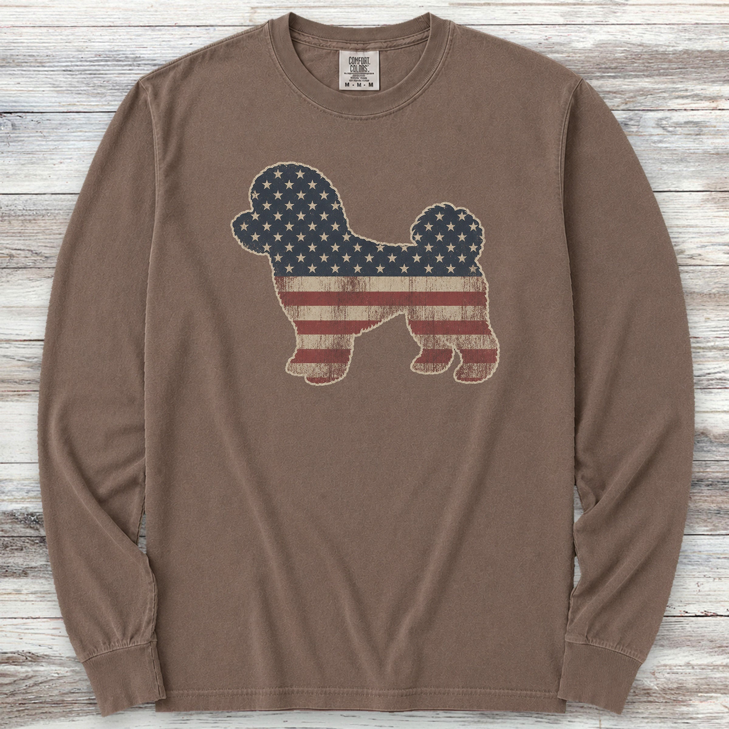 Bichon Frise Vintage USA Long Sleeve Tee - Espresso