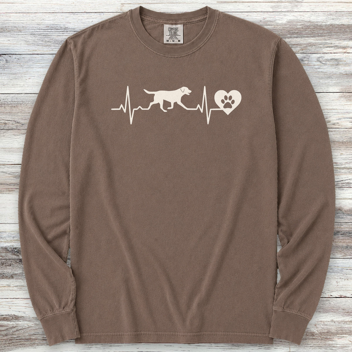 Labrador Retriever Heartbeat Long Sleeve Tee - Espresso