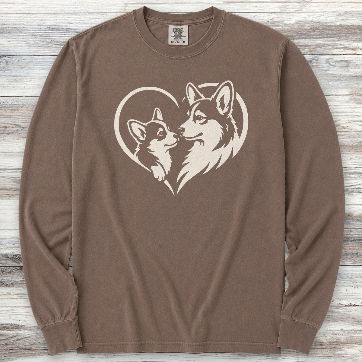 Corgi Heart Bond Long Sleeve Tee - Espresso