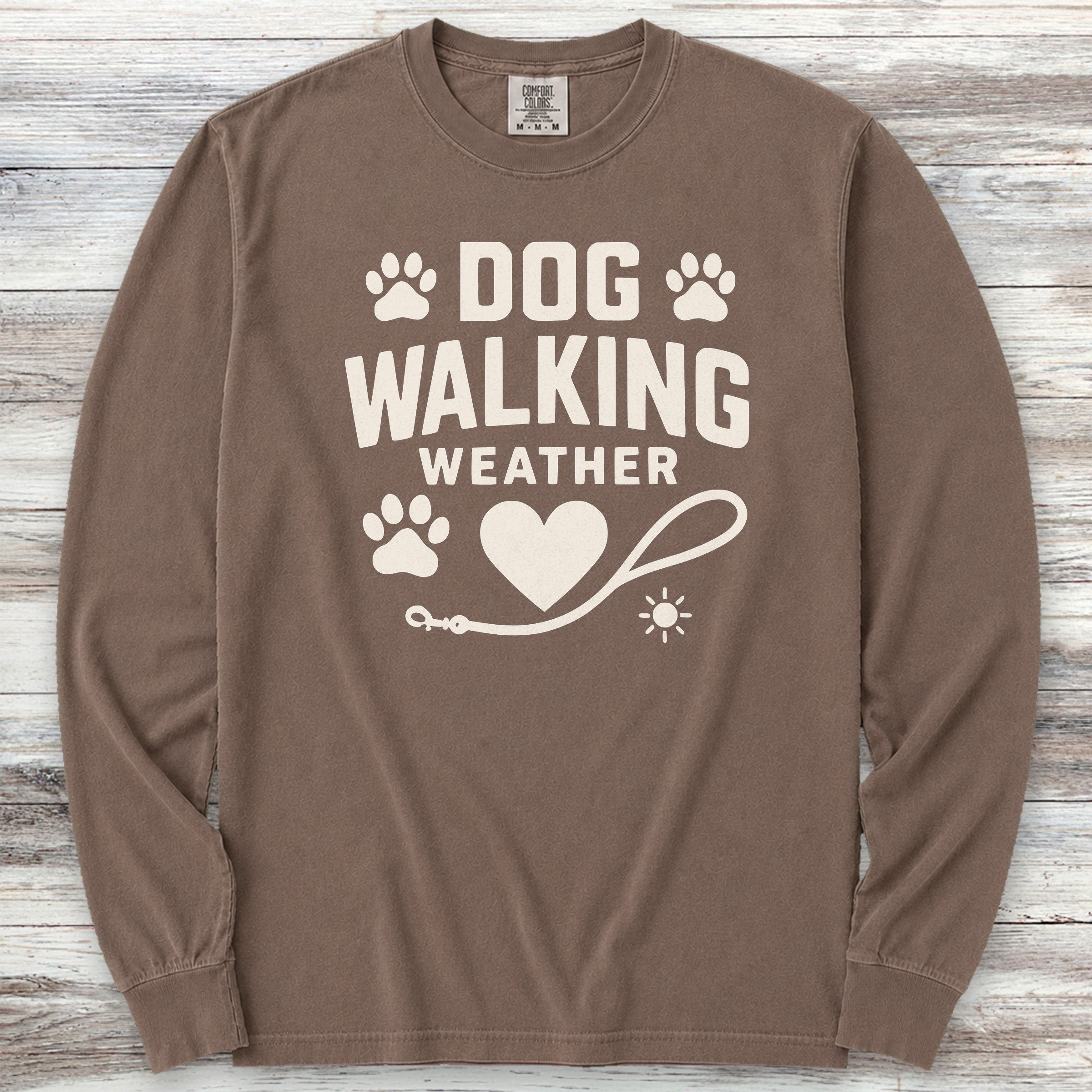 Dog Walking Weather Long Sleeve Tee - Espresso