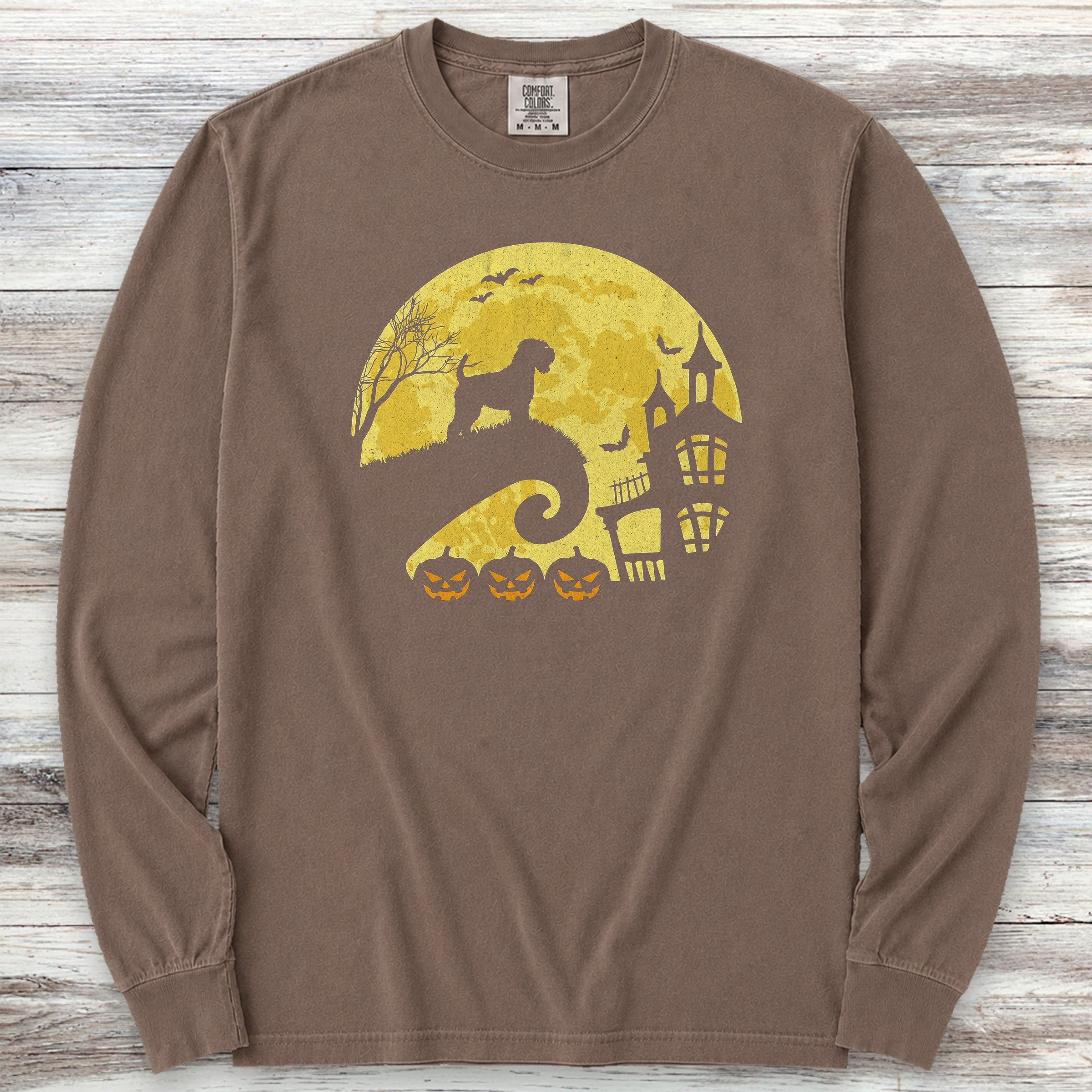 Wheaten Terrier Halloween Moon Long Sleeve Tee - Espresso