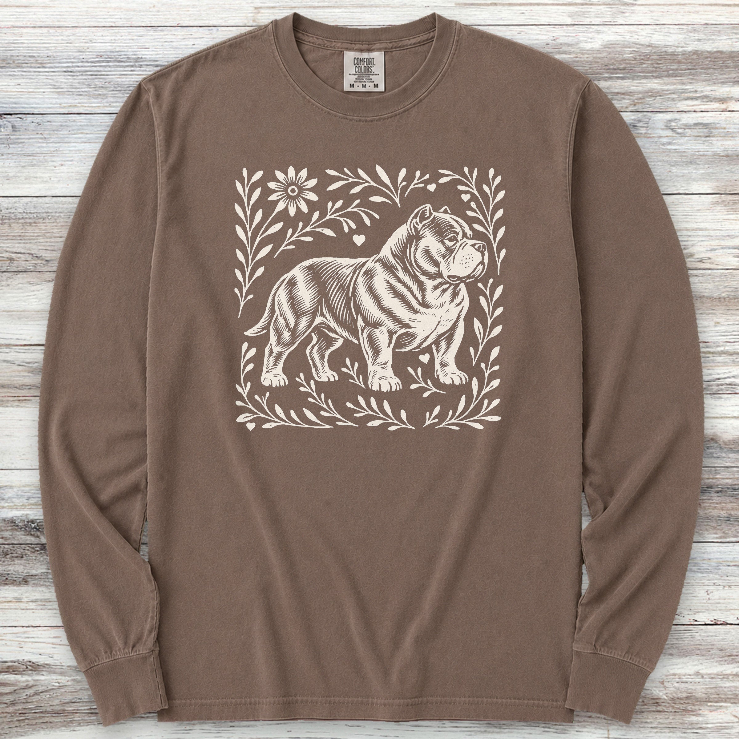 American Bully Linocut Long Sleeve Tee - Espresso