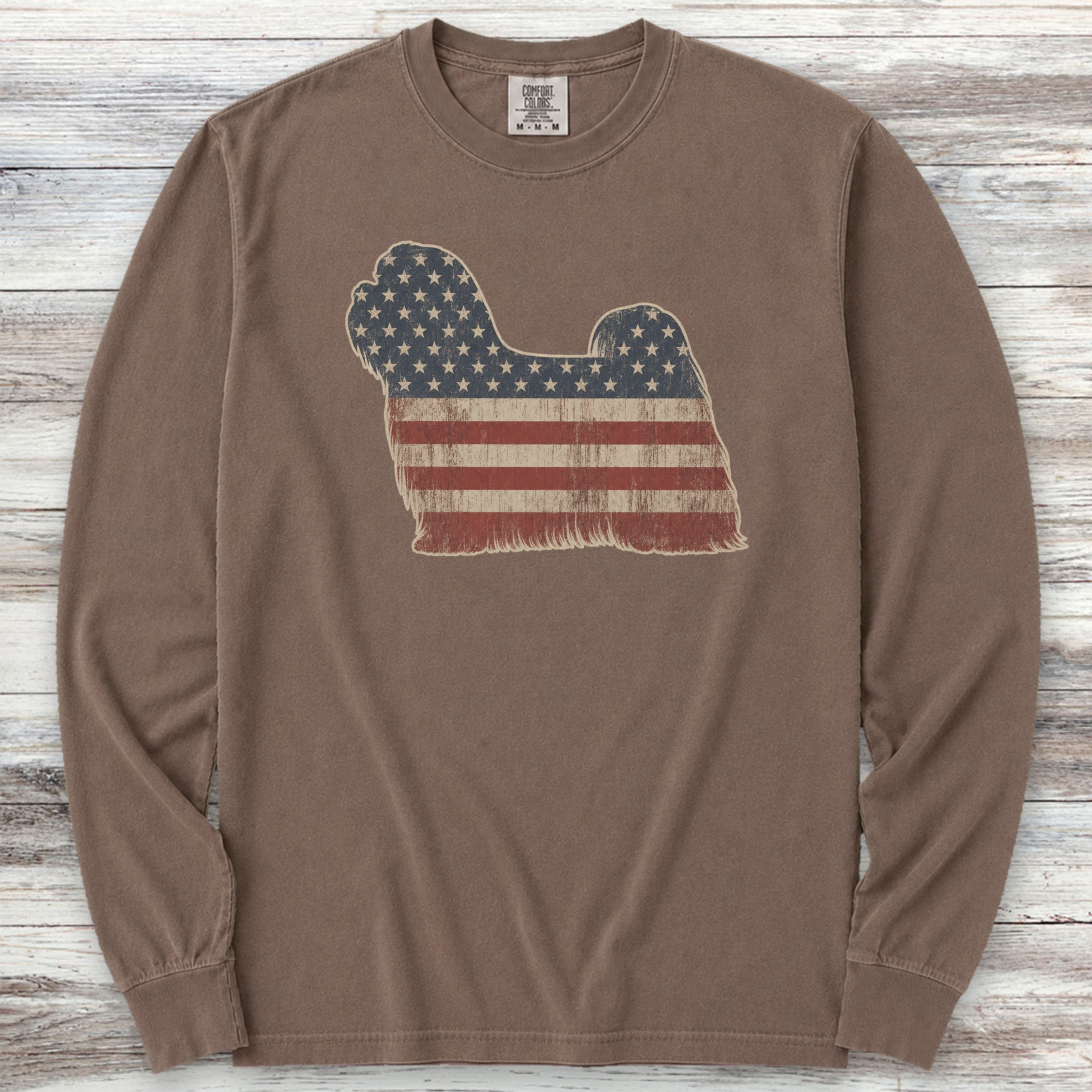 Maltese Vintage USA Long Sleeve Tee - Espresso