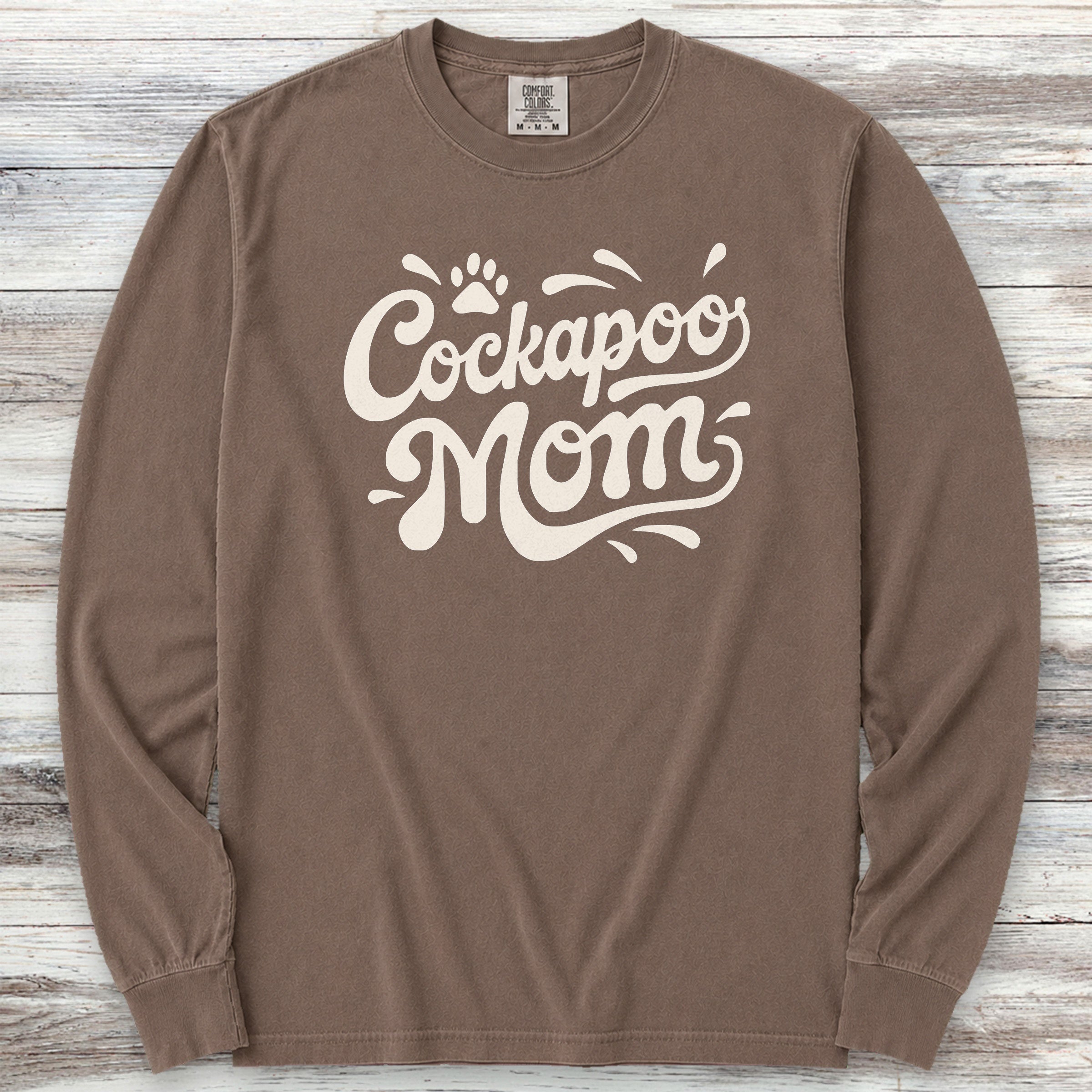 Cockapoo Groovy Mom Long Sleeve Tee - Espresso