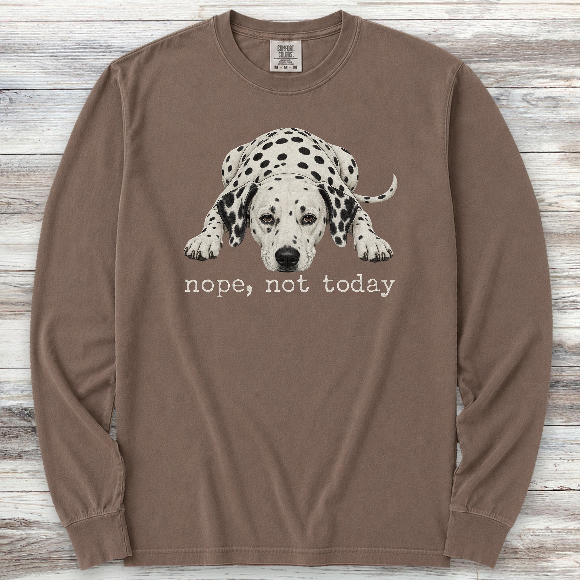 Dalmatian Nope Long Sleeve Tee - Espresso