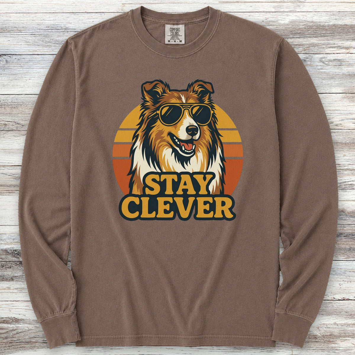 Rough Collie Stay Clever Long Sleeve Tee - Espresso