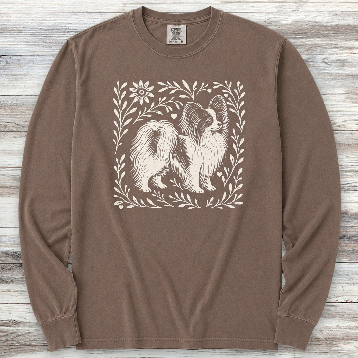 Papillon Linocut Long Sleeve Tee - Espresso