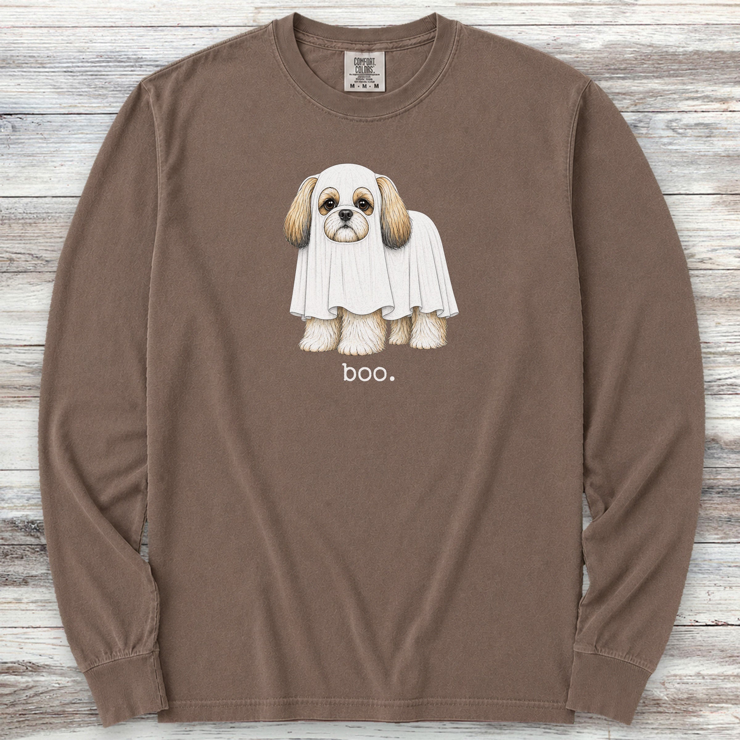 Shih Tzu Boo Long Sleeve Tee - Espresso