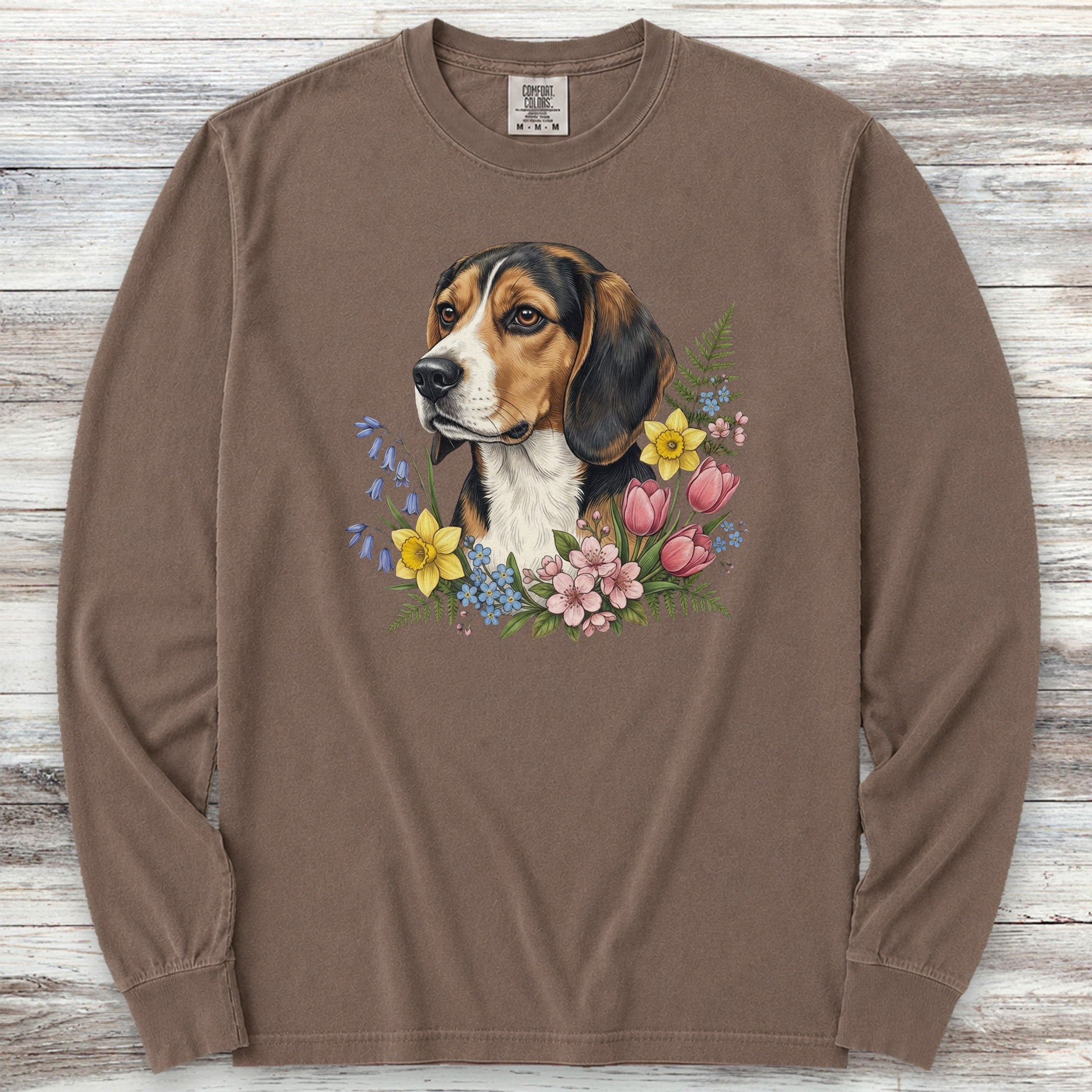 Beagle Spring Portrait Long Sleeve Tee - Espresso
