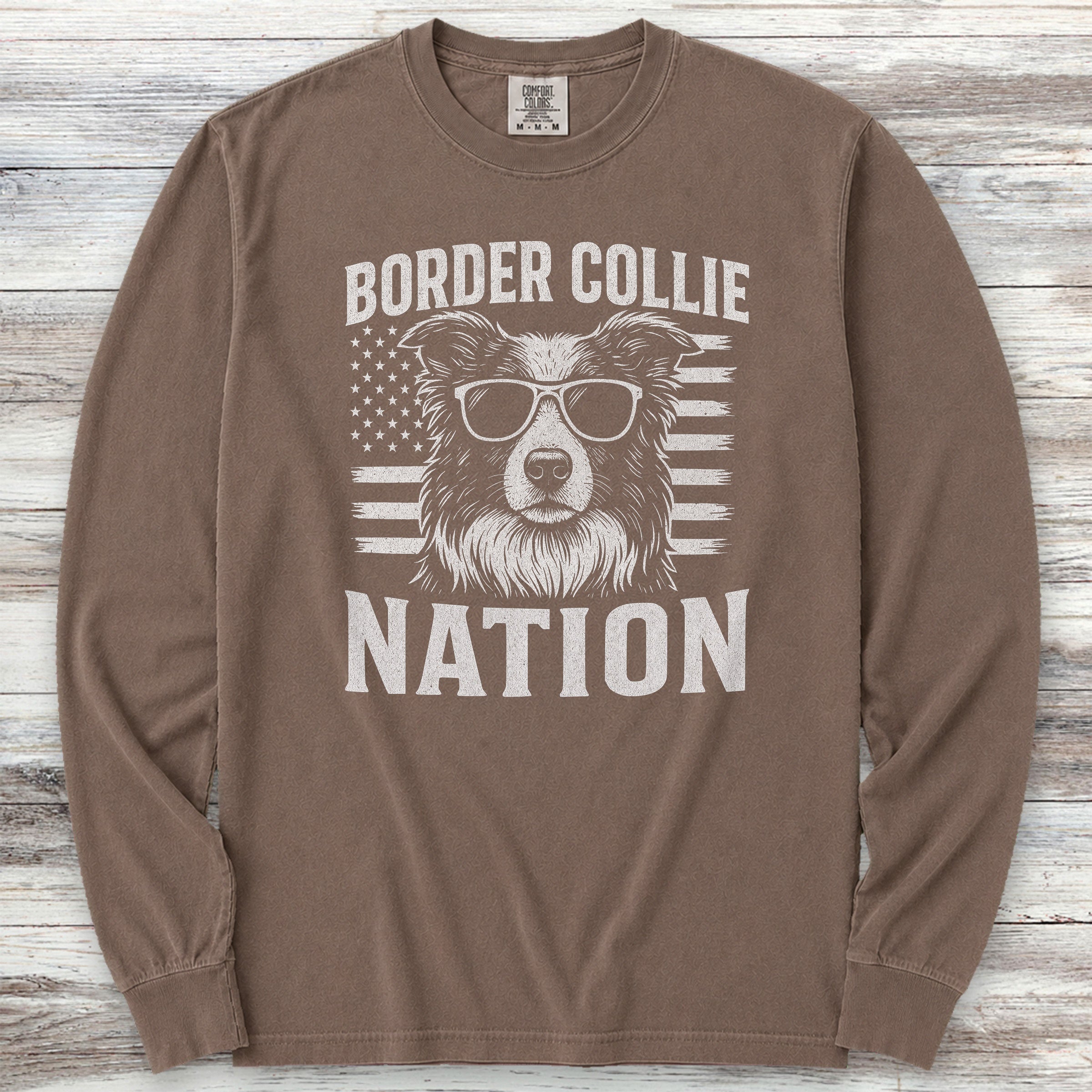 Border Collie Nation Long Sleeve Tee - Espresso