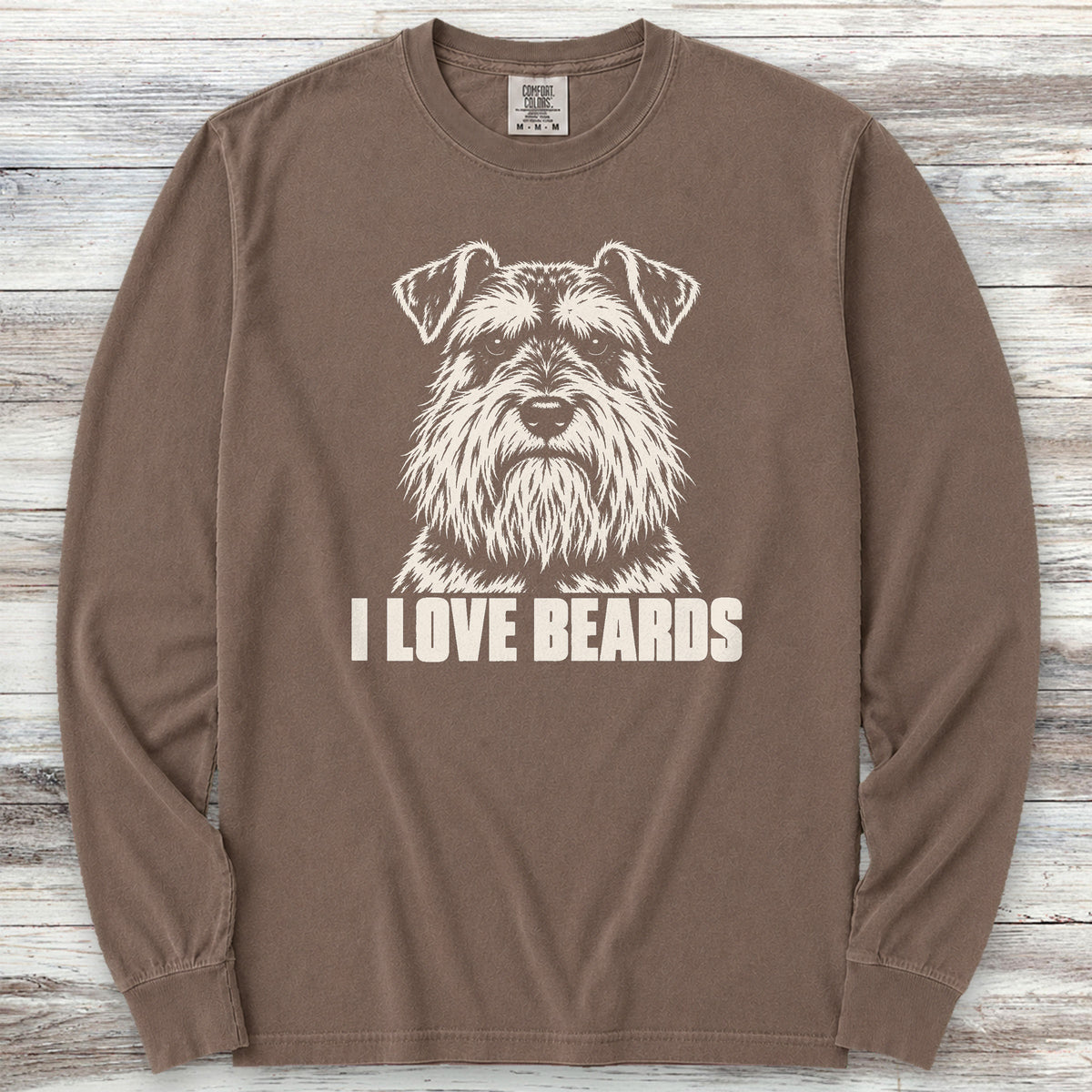Schnauzer I Love Beards Long Sleeve Tee - Espresso