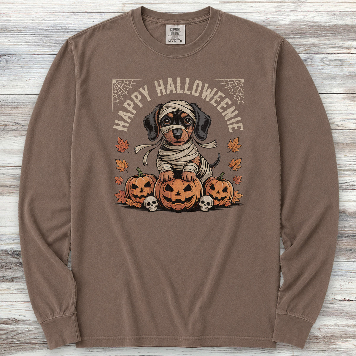 Dachshund Halloweenie Long Sleeve Tee - Espresso