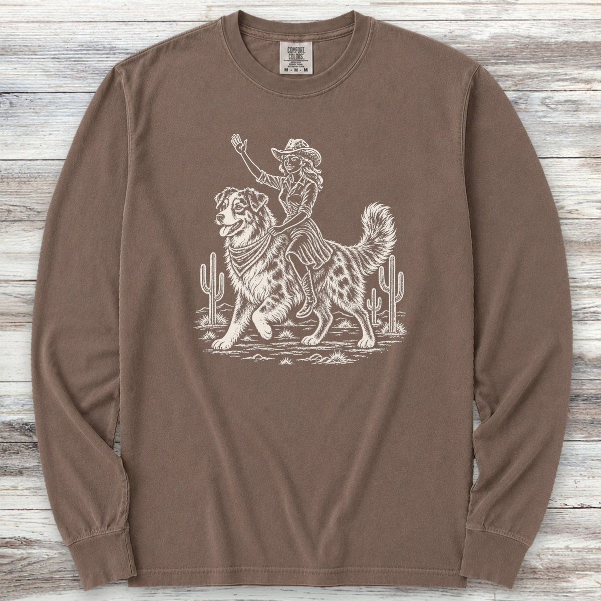 Australian Shepherd Cowgirl Long Sleeve Tee - Espresso