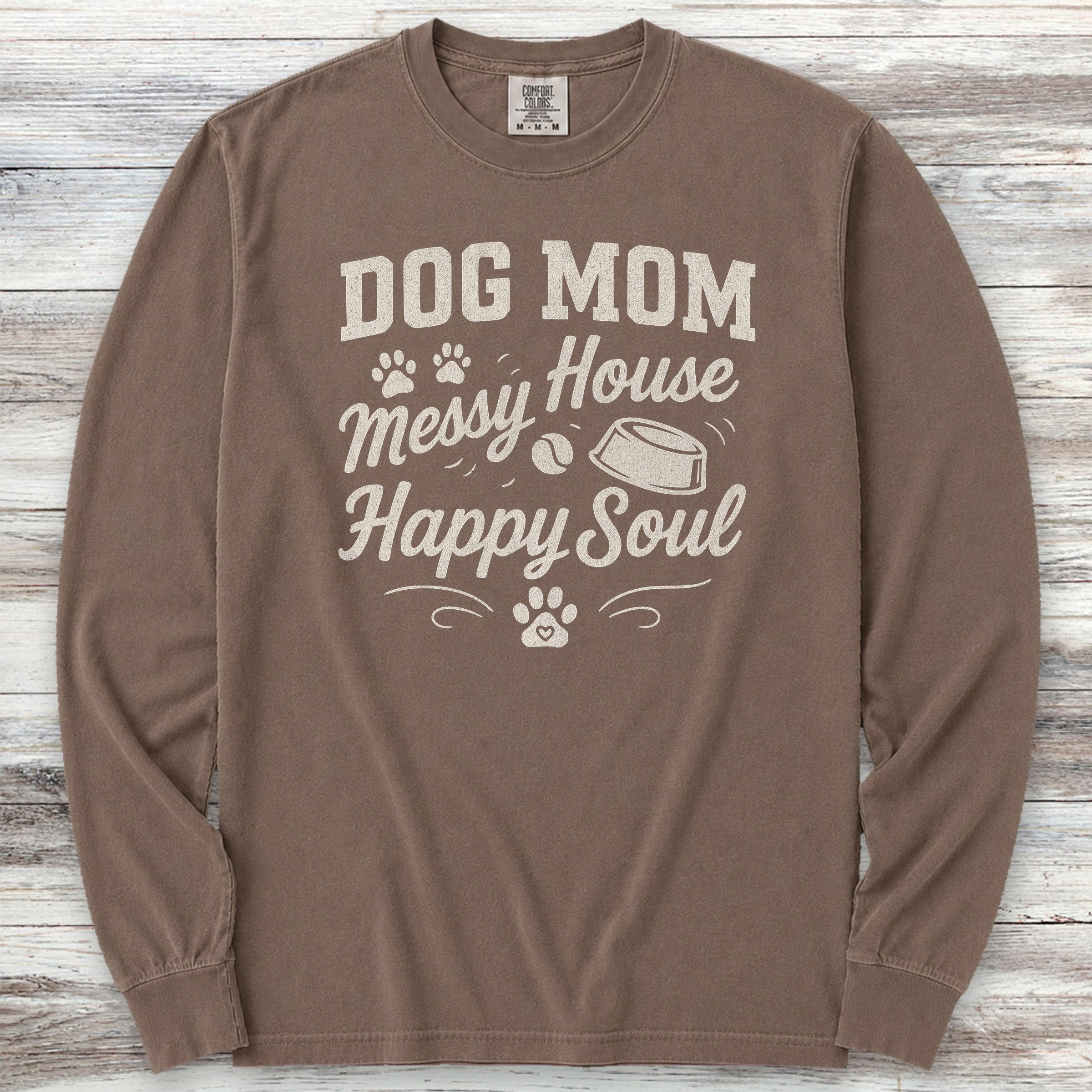 Dog Mom Happy Soul Long Sleeve Tee - Espresso