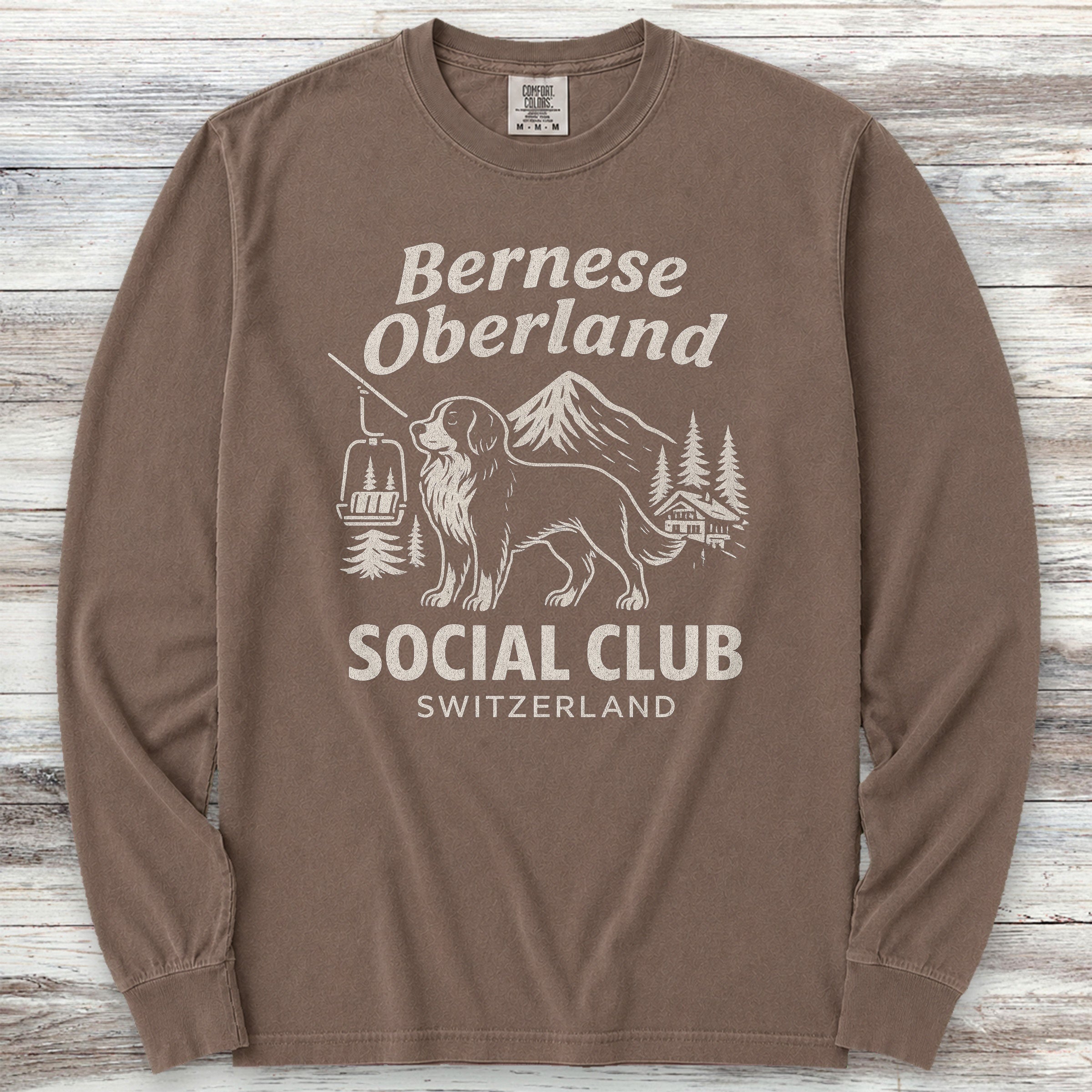 Bernese Mountain Dog Oberland Long Sleeve Tee - Espresso