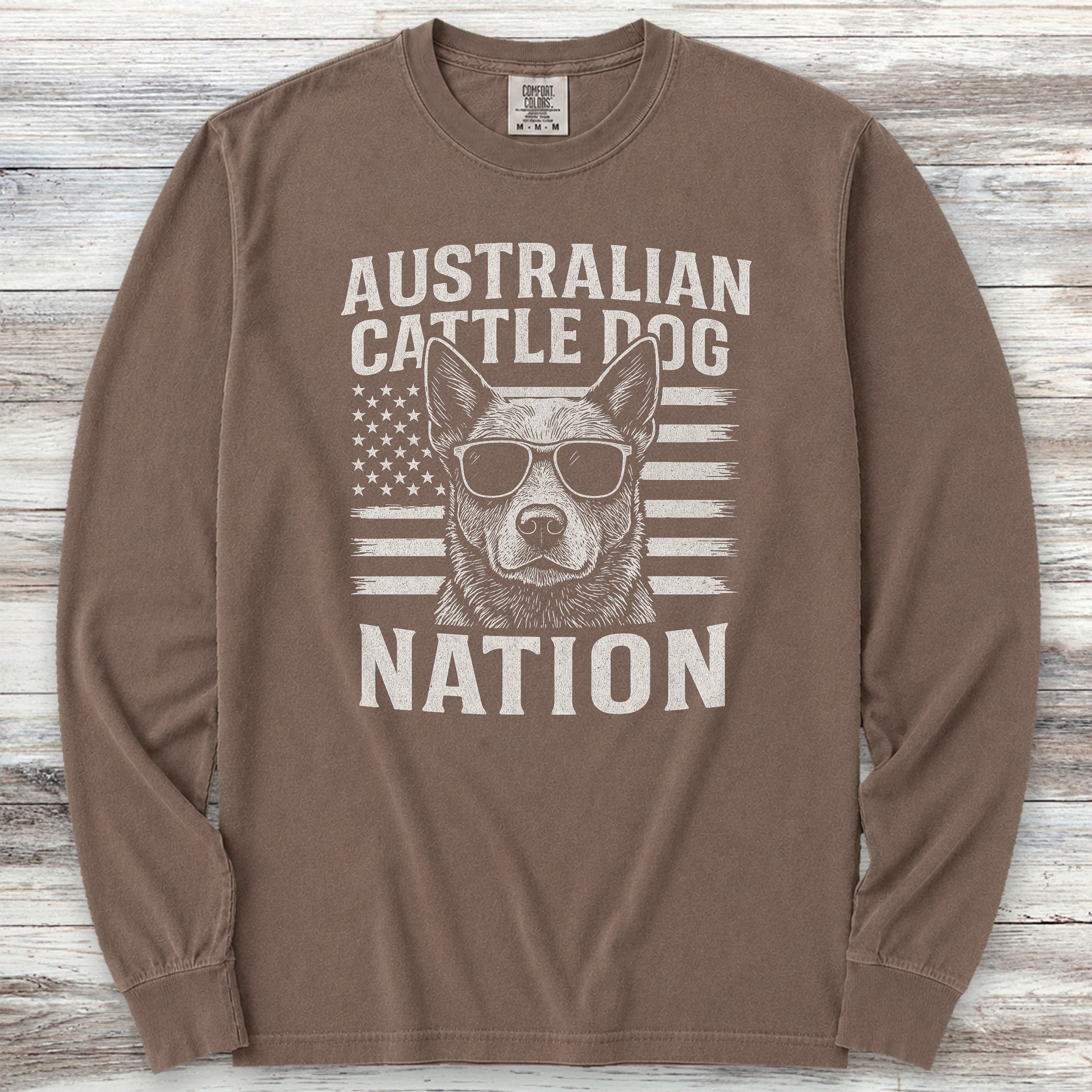 Australian Cattle Dog Nation Long Sleeve Tee - Espresso