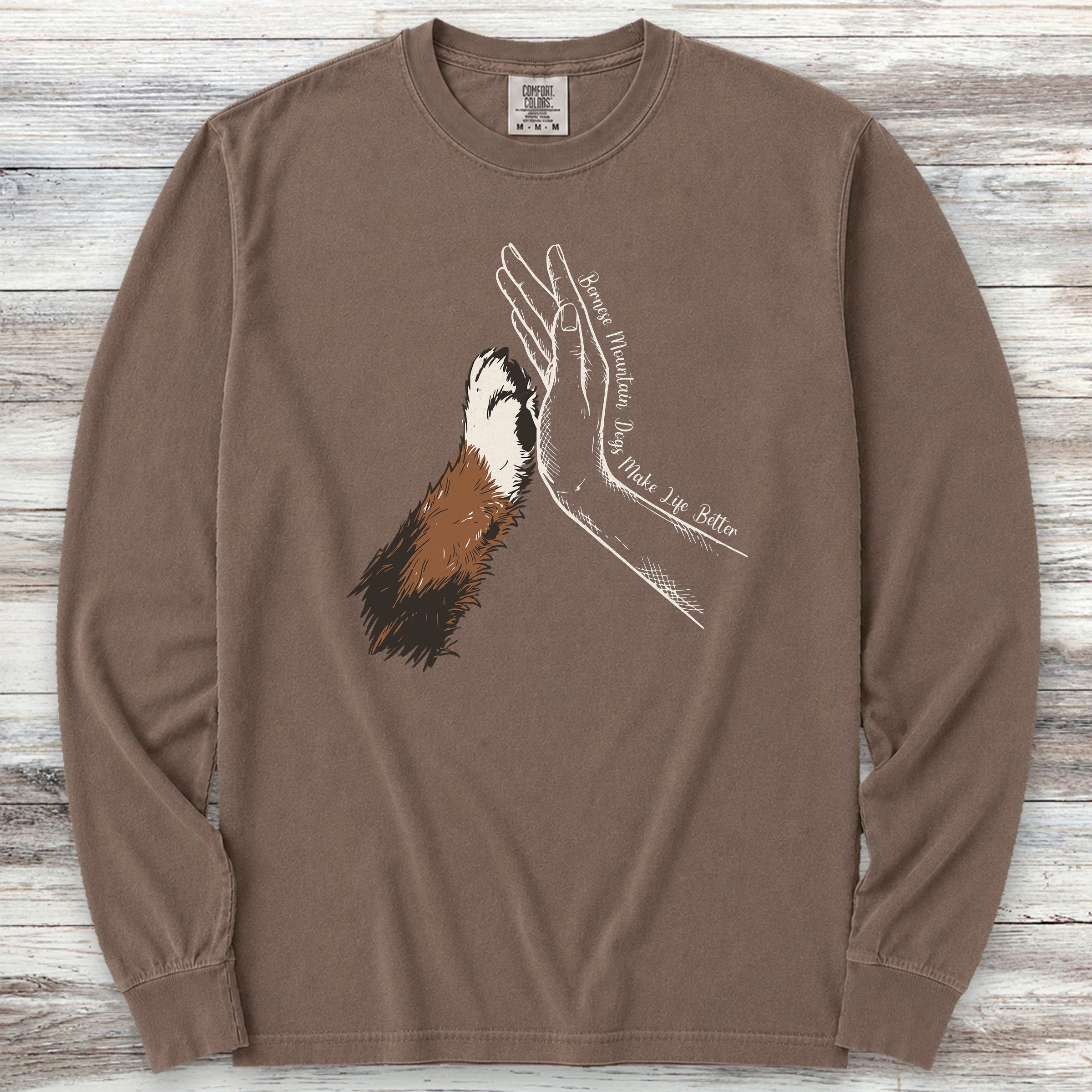 Bernese Mountain Dog Together Long Sleeve Tee - Espresso
