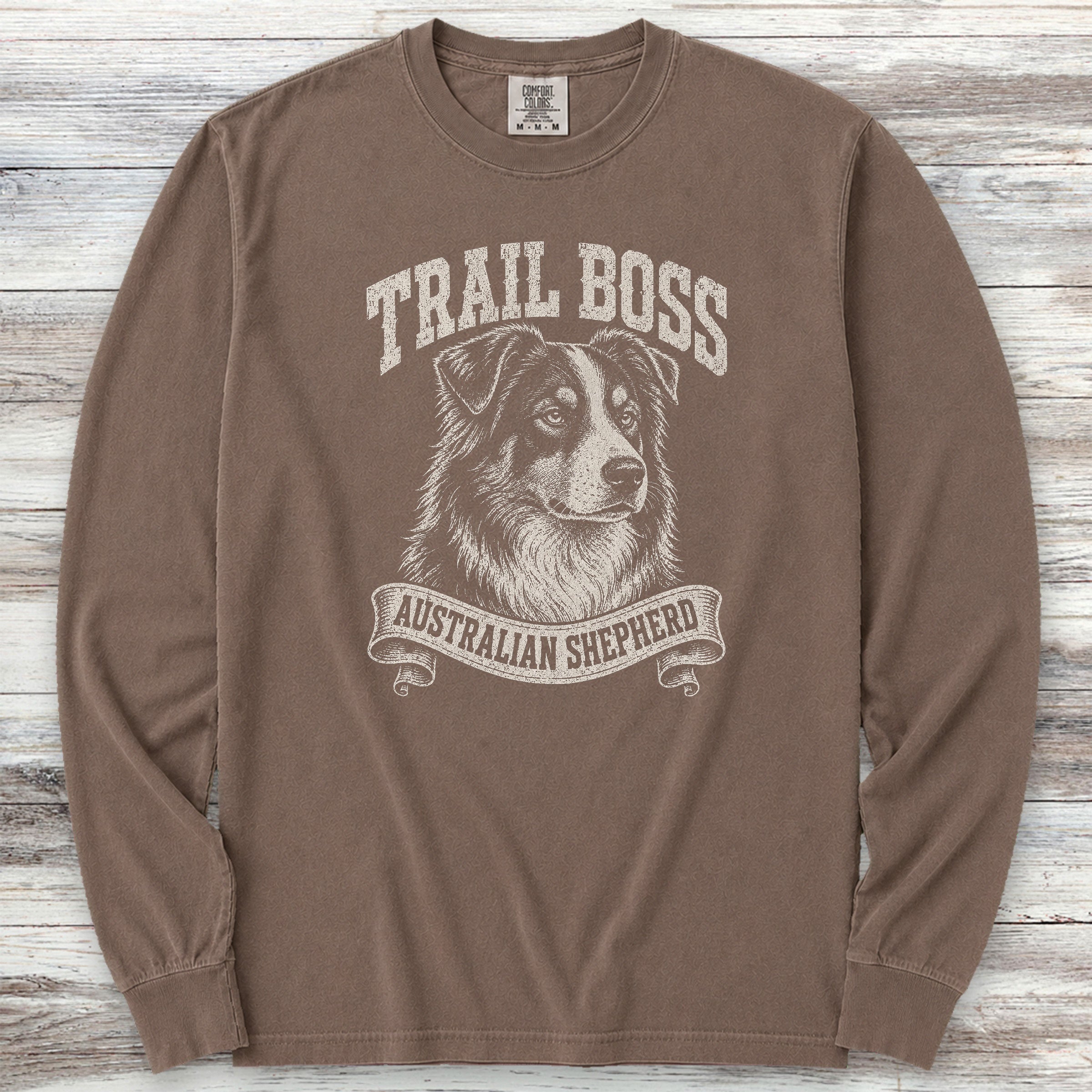 Australian Shepherd Trail Boss Long Sleeve Tee - Espresso