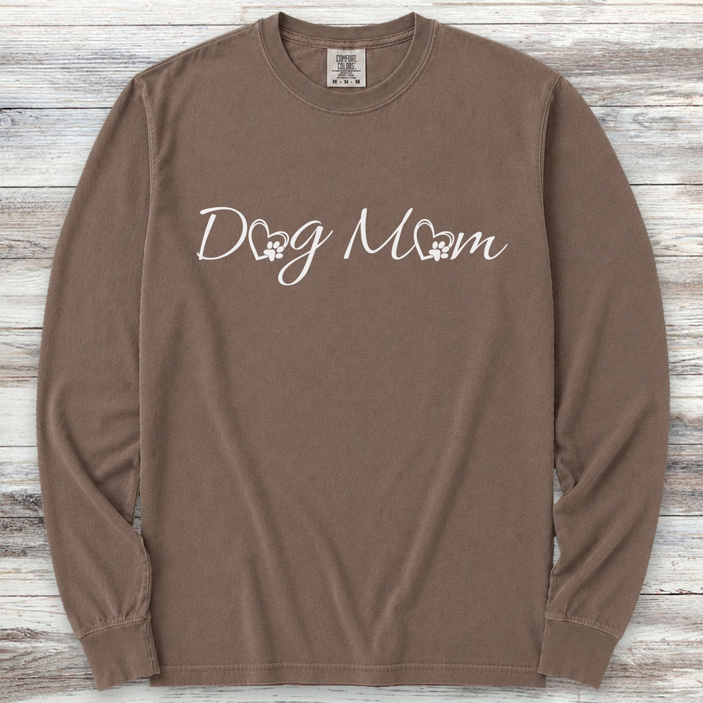 Dog Mom Love Long Sleeve Tee - Espresso