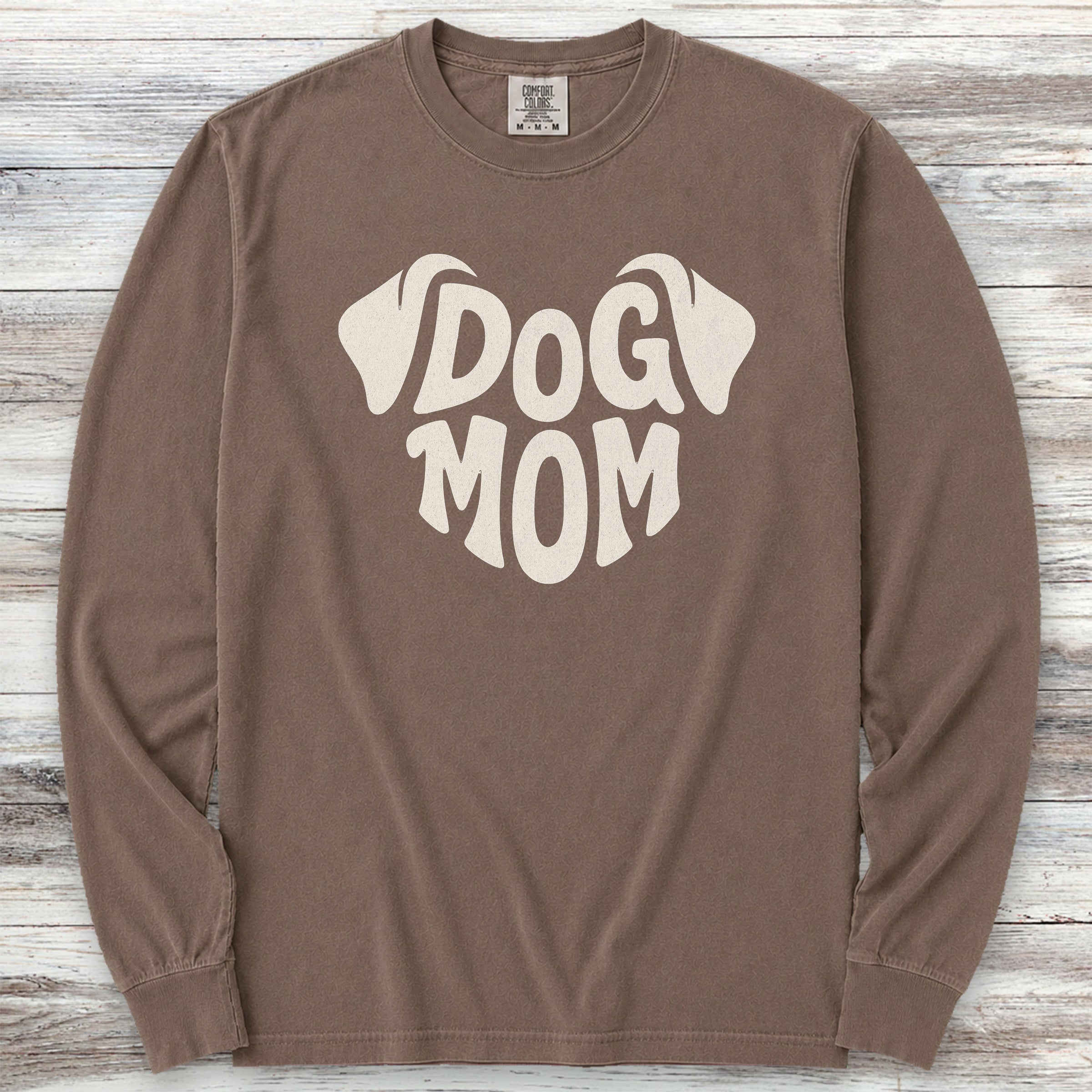 Dog Mom Ears Long Sleeve Tee - Espresso