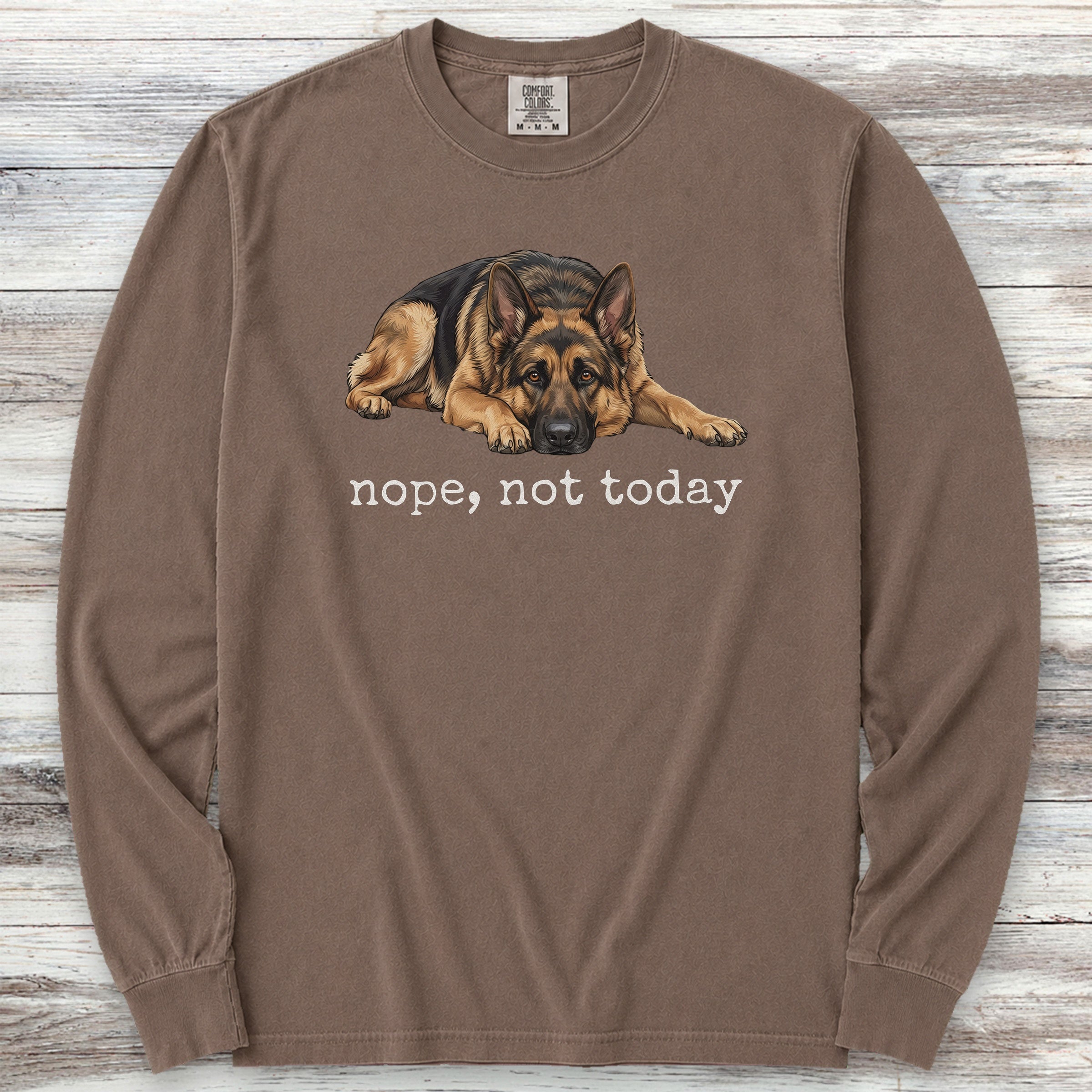 German Shepherd Nope Long Sleeve Tee - Espresso